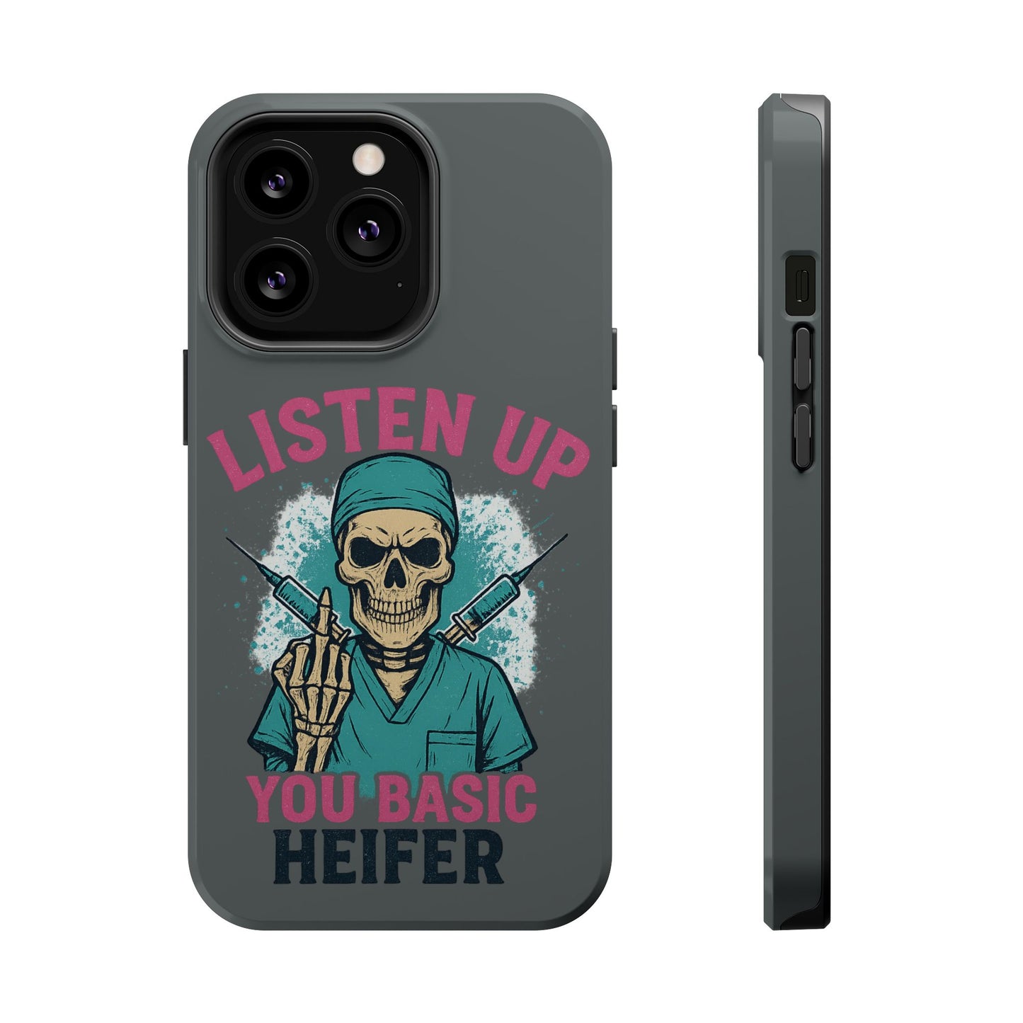 Edgy Nurse Phone Case, Gift for Healthcare Workers, Skull Design Case, Halloween Accessories, Trendy Tough Cases