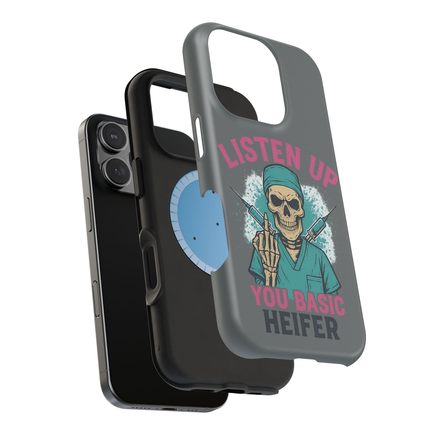 Edgy Nurse Phone Case, Gift for Healthcare Workers, Skull Design Case, Halloween Accessories, Trendy Tough Cases