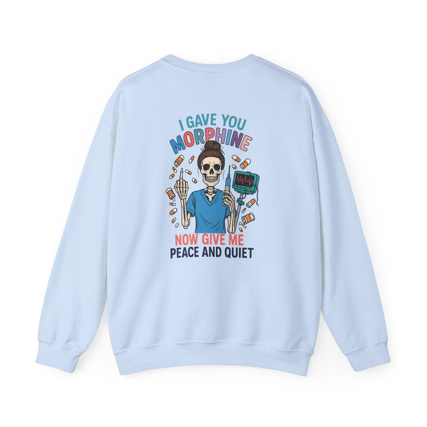 Peace and Quiet Skeleton Sweatshirt, Unisex Crewneck, Funny Halloween Gift, Cozy Sweatshirt, Unique Gift for Her, Graphic Pullover