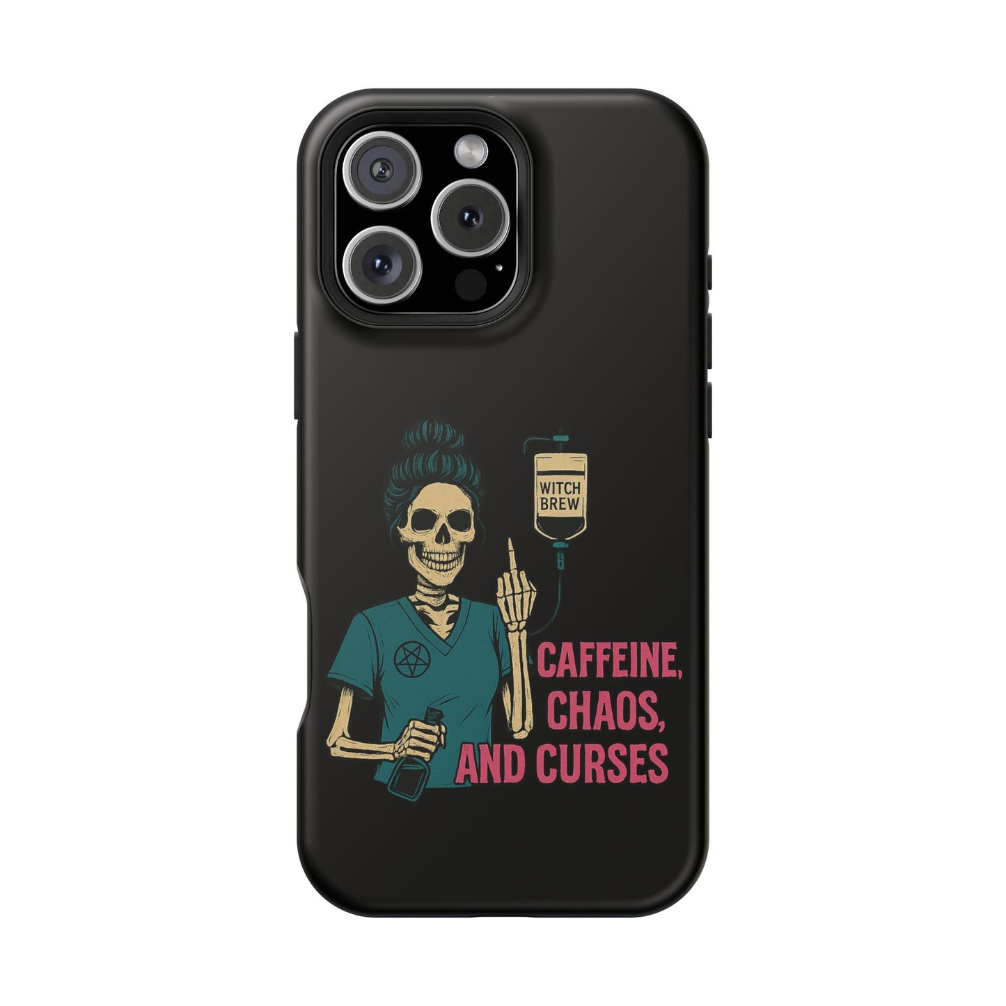 Caffeine Chaos Magnetic Phone Case, Halloween Gift, Witchy Accessories, Phone Cover, Spooky Style