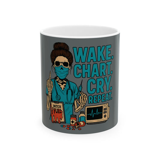 Nurse Humor Ceramic Mug | Wake Chart Cry Repeat | Gift for Healthcare Workers, Funny Coffee Cup, Medical Office Decor, Nurse [...]