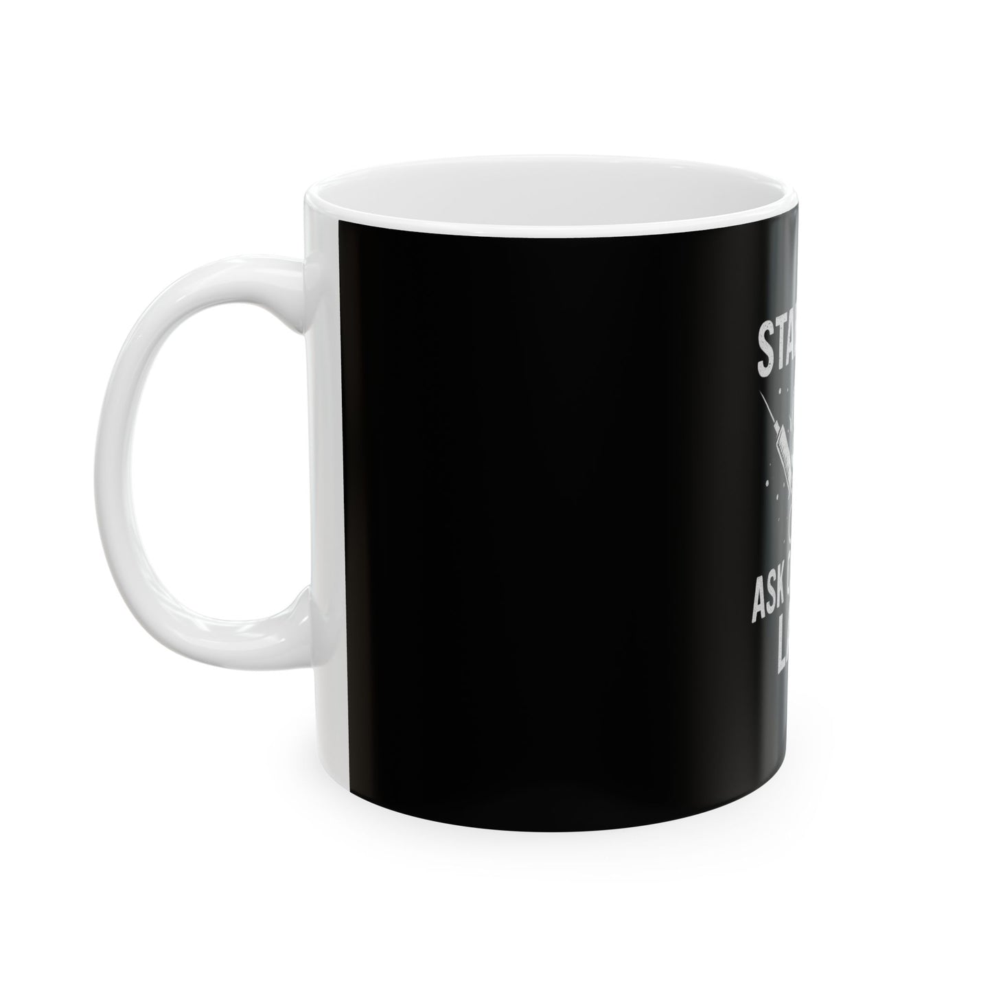 Dark Humor Ceramic Mug - "Stab First, Ask Questions Later" - Gift for Coffee Lovers, Home Office, Gag Gifts, Halloween Decor, Unique [...]