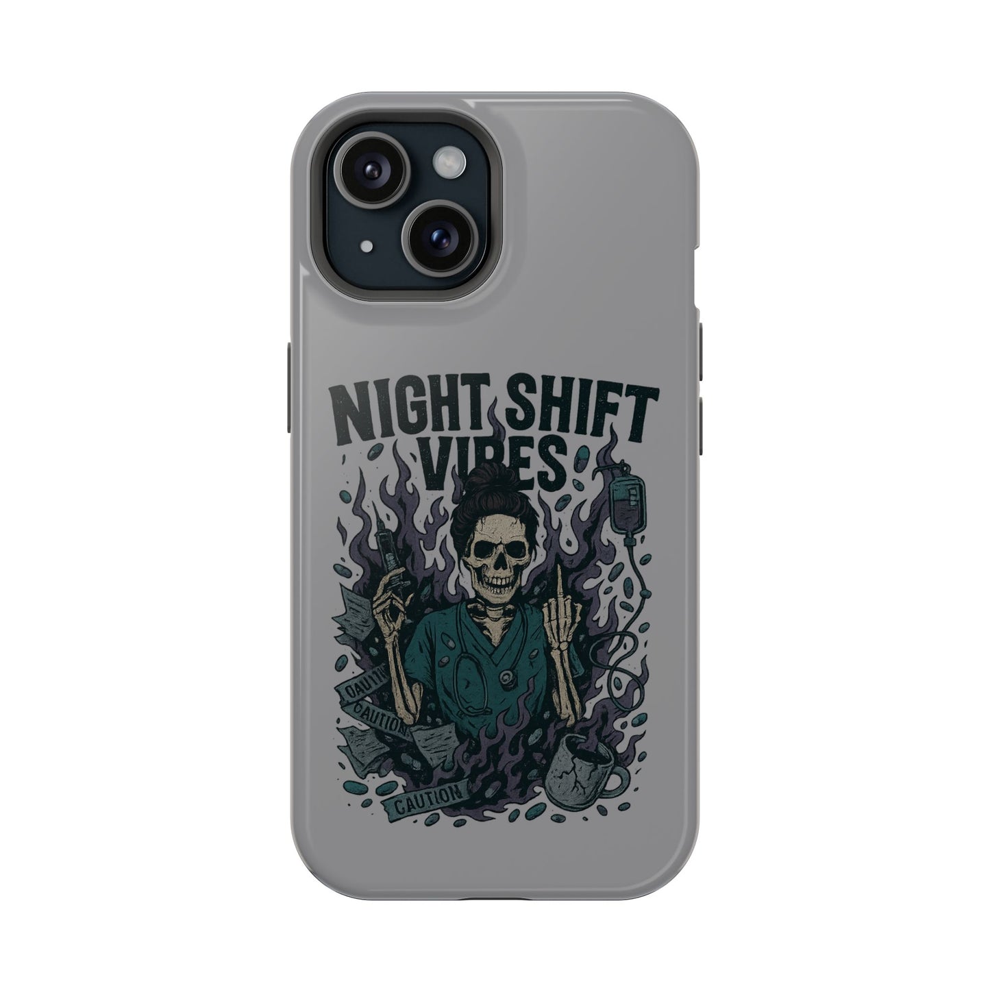 “Night Shift Vibes” – Bright & Chaotic Nurse Phone Case