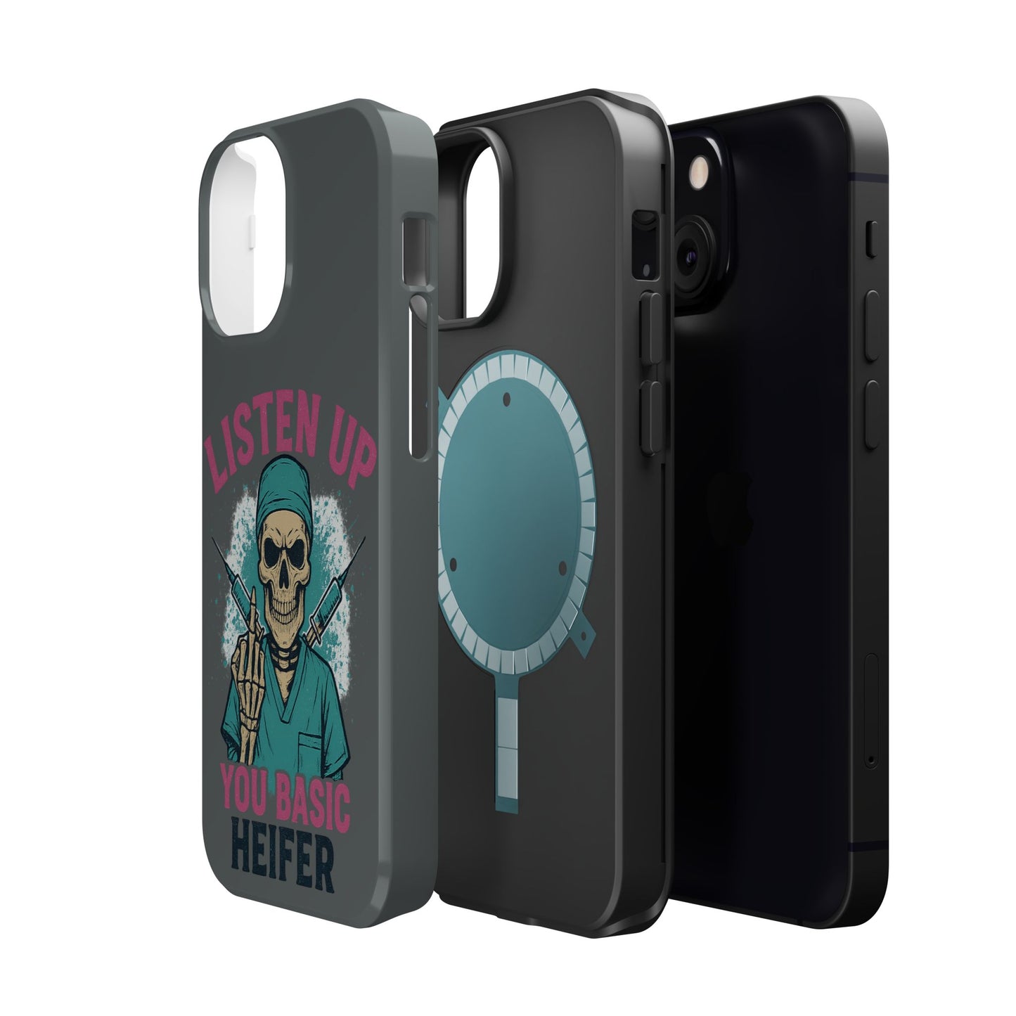 Edgy Nurse Phone Case, Gift for Healthcare Workers, Skull Design Case, Halloween Accessories, Trendy Tough Cases
