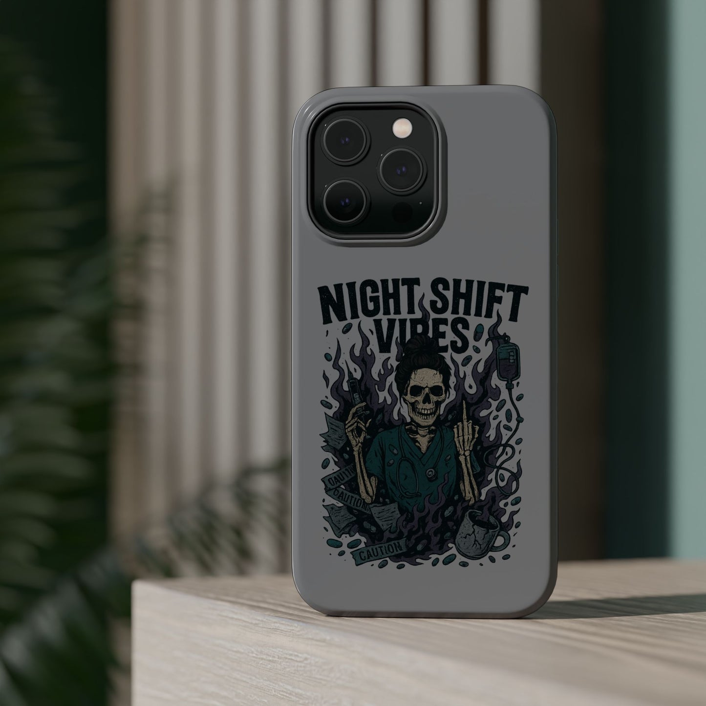 “Night Shift Vibes” – Bright & Chaotic Nurse Phone Case