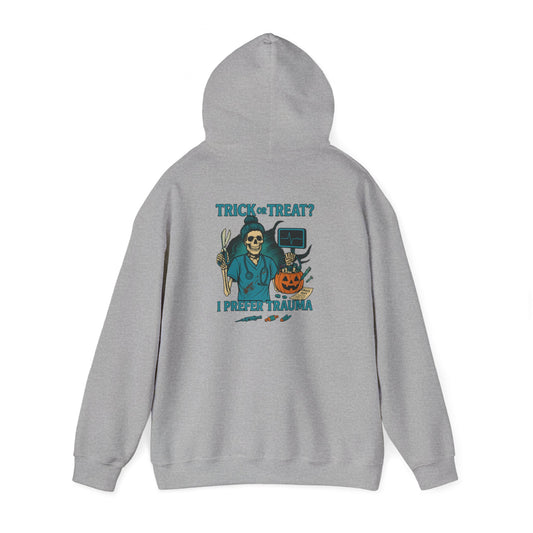 Halloween Humor Hoodie, Unisex Sweatshirt for Spooky Season, Trick or Treat Sweatshirt, Creepy Cute Sweatshirt, Gift for Horror Fans