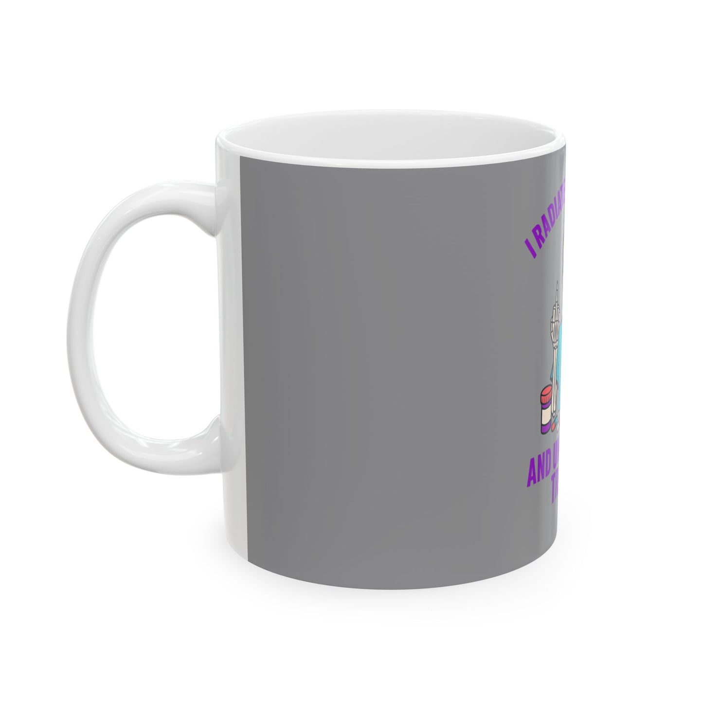 Sassy Skeleton Mug, I Radiate Competence and Unresolved Trauma Coffee Cup, Unique Gift for Nurses, Therapist Humor, Funny Office Decor