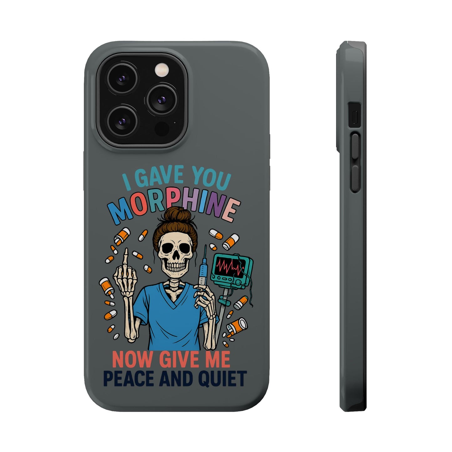 Gothic Phone Case, Unique Skeleton Design, Funny Gift for Nurses, Halloween Accessory, Hospital Humor