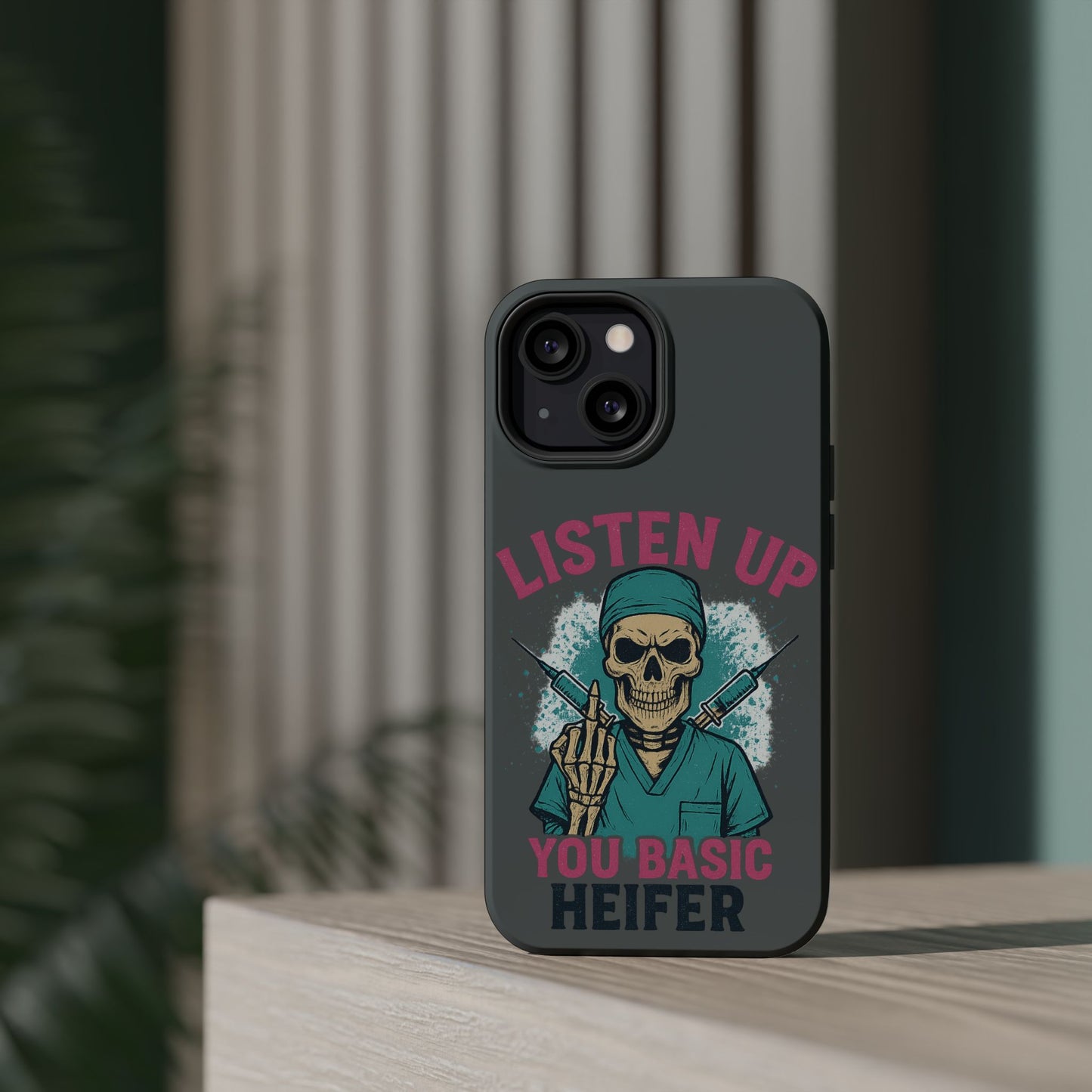 Edgy Nurse Phone Case, Gift for Healthcare Workers, Skull Design Case, Halloween Accessories, Trendy Tough Cases