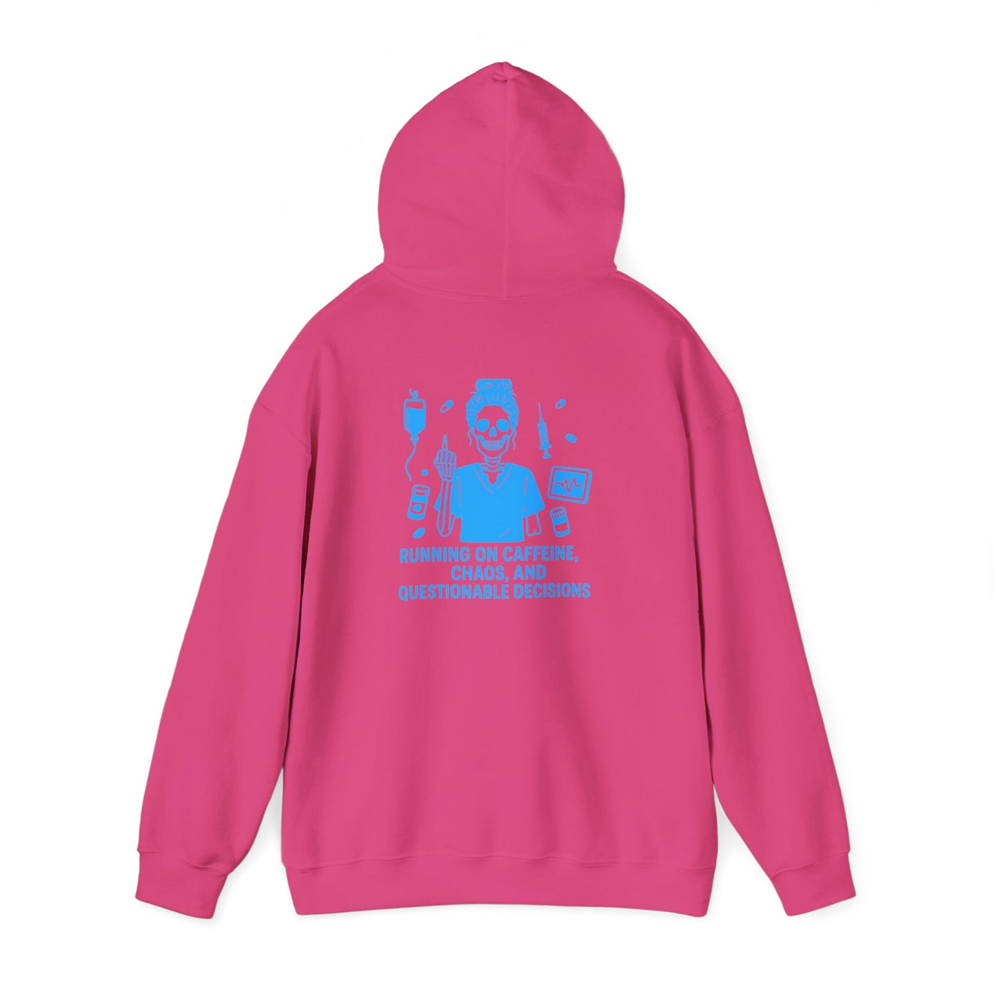 “Running on Caffeine, Chaos, and Questionable Decisions” – Sarcastic Nurse Hoodie