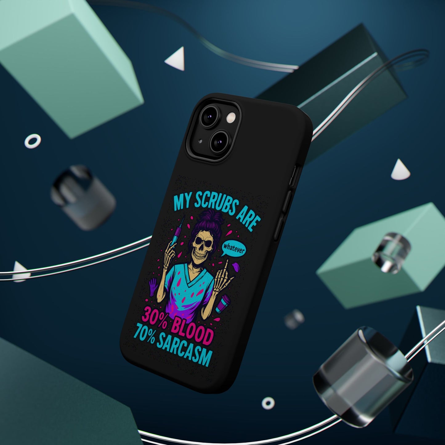 Sassy Nurse Phone Case, 30% Blood 70% Sarcasm Design, Healthcare Gift, Funny Medical Accessory, Tough Magnetic Cover