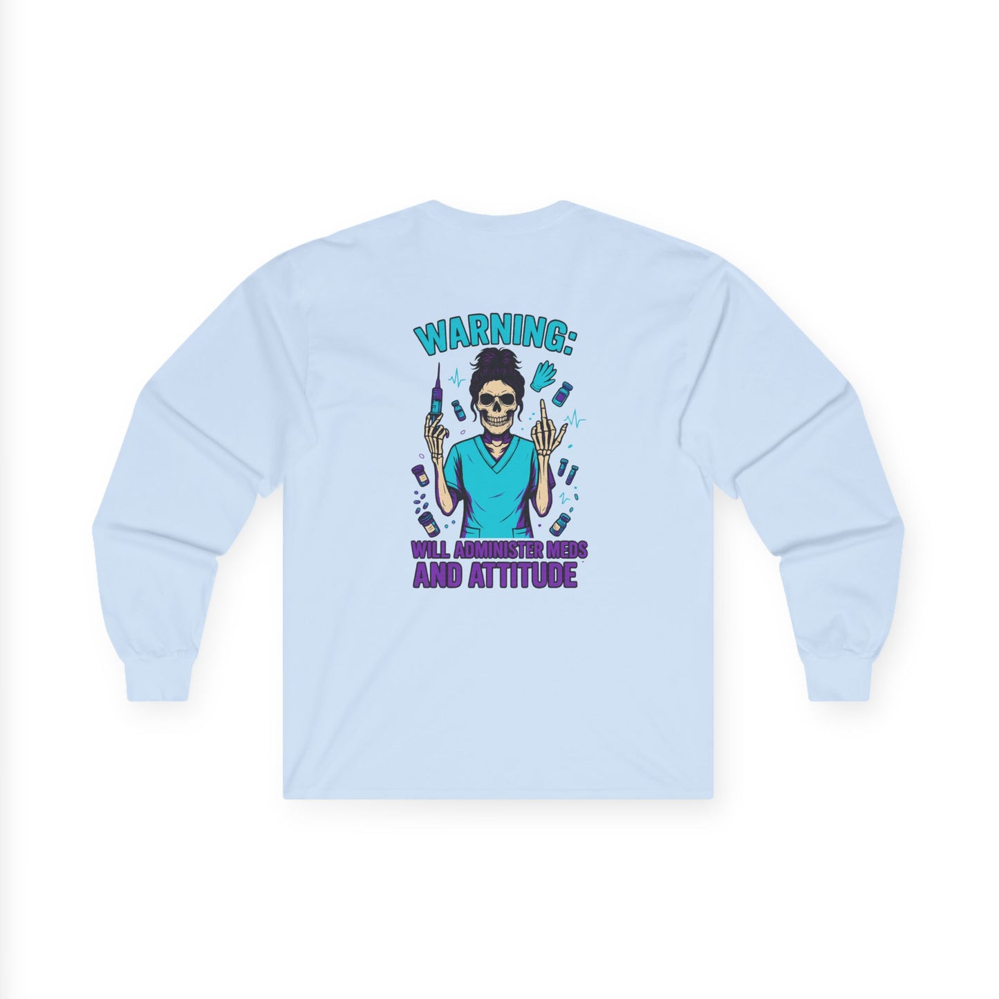 Warning: Attitude Unisex Long Sleeve Tee, Casual Streetwear, Gift for Fashion Lovers, Cool Graphic Tee, Perfect for Holidays