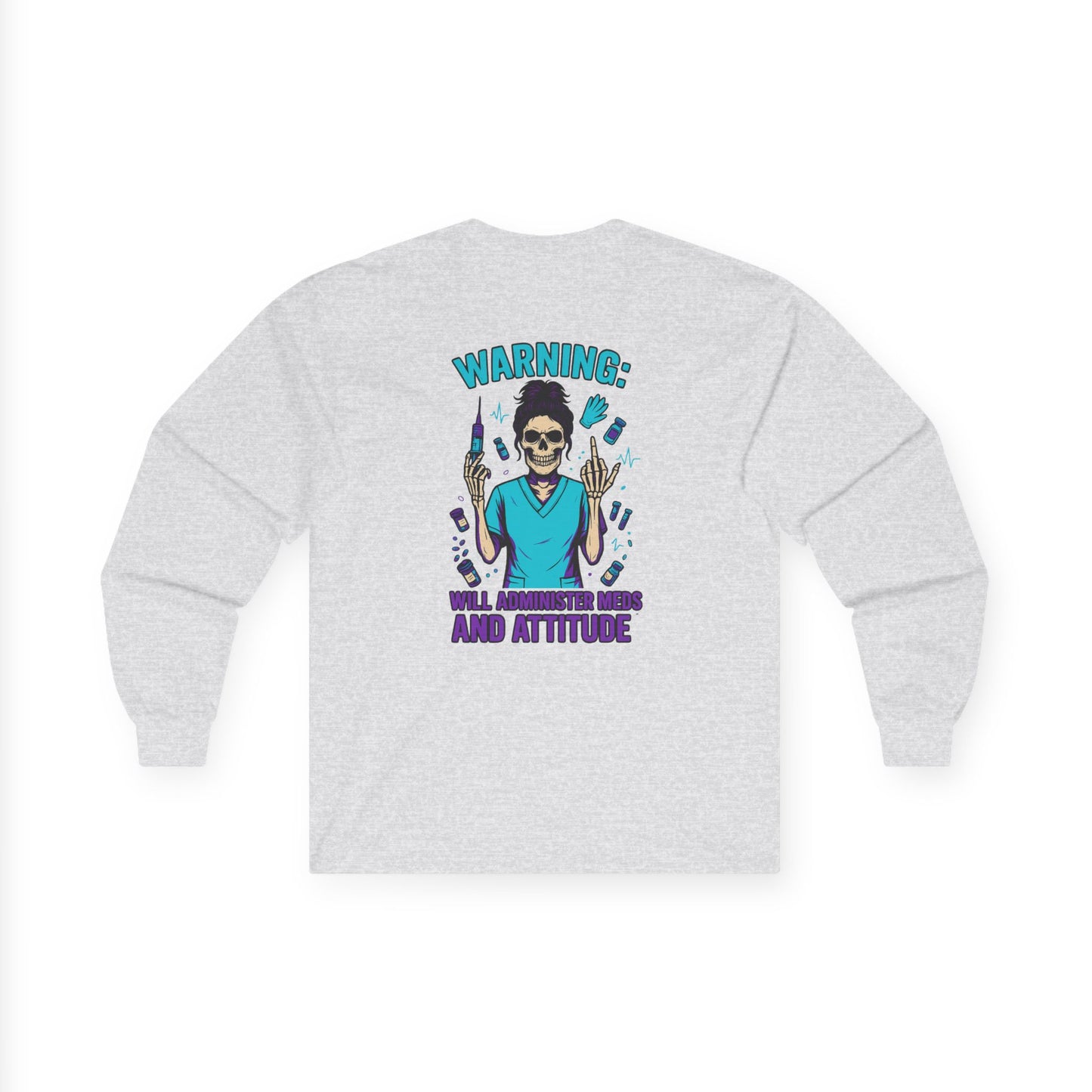 Warning: Attitude Unisex Long Sleeve Tee, Casual Streetwear, Gift for Fashion Lovers, Cool Graphic Tee, Perfect for Holidays