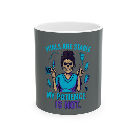 Skull Nurse Ceramic Mug - Perfect for Healthcare Workers, Funny Gift, Halloween, Medical Professionals, 11oz & 15oz