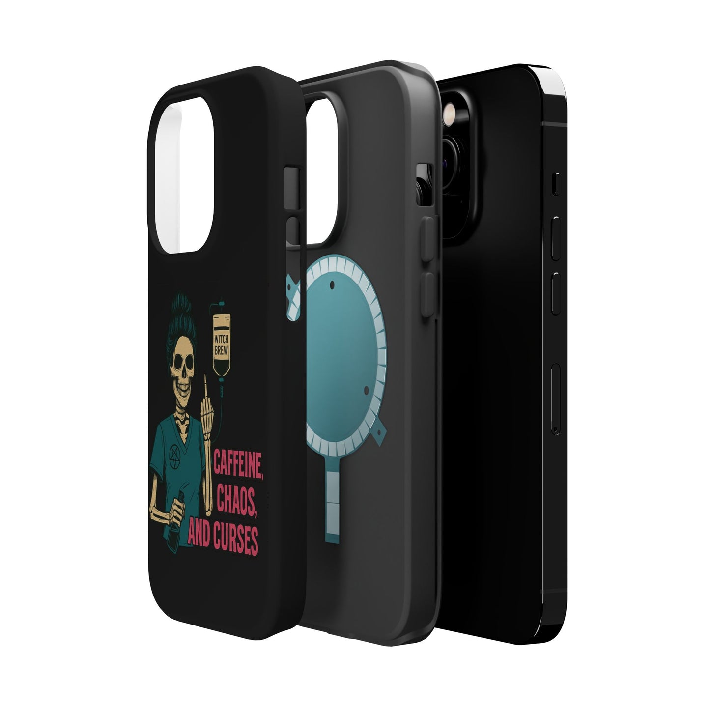 Caffeine Chaos Magnetic Phone Case, Halloween Gift, Witchy Accessories, Phone Cover, Spooky Style