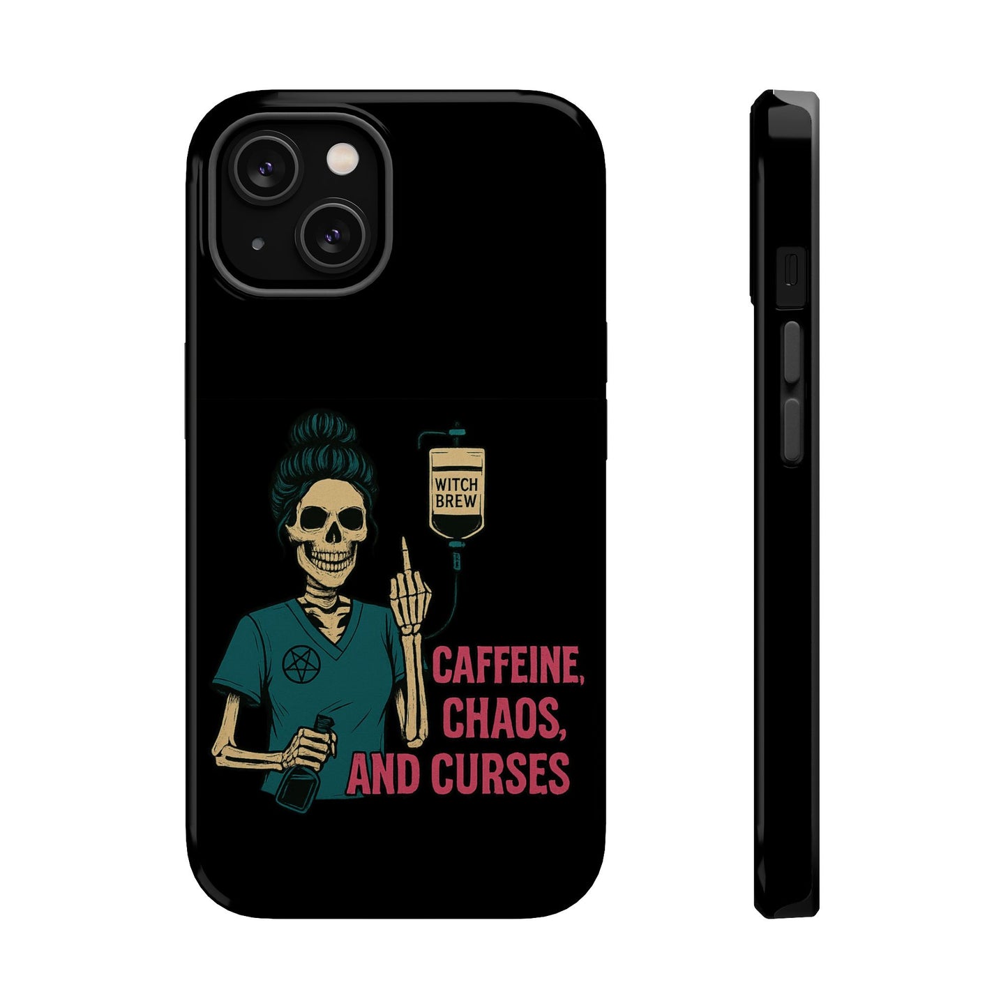 Caffeine Chaos Magnetic Phone Case, Halloween Gift, Witchy Accessories, Phone Cover, Spooky Style
