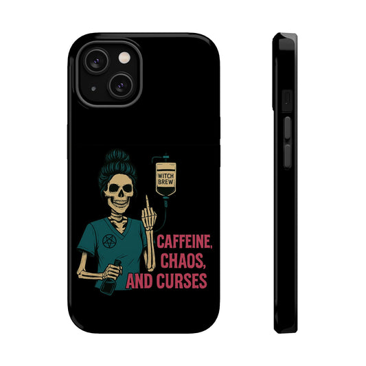 Caffeine Chaos Magnetic Phone Case, Halloween Gift, Witchy Accessories, Phone Cover, Spooky Style