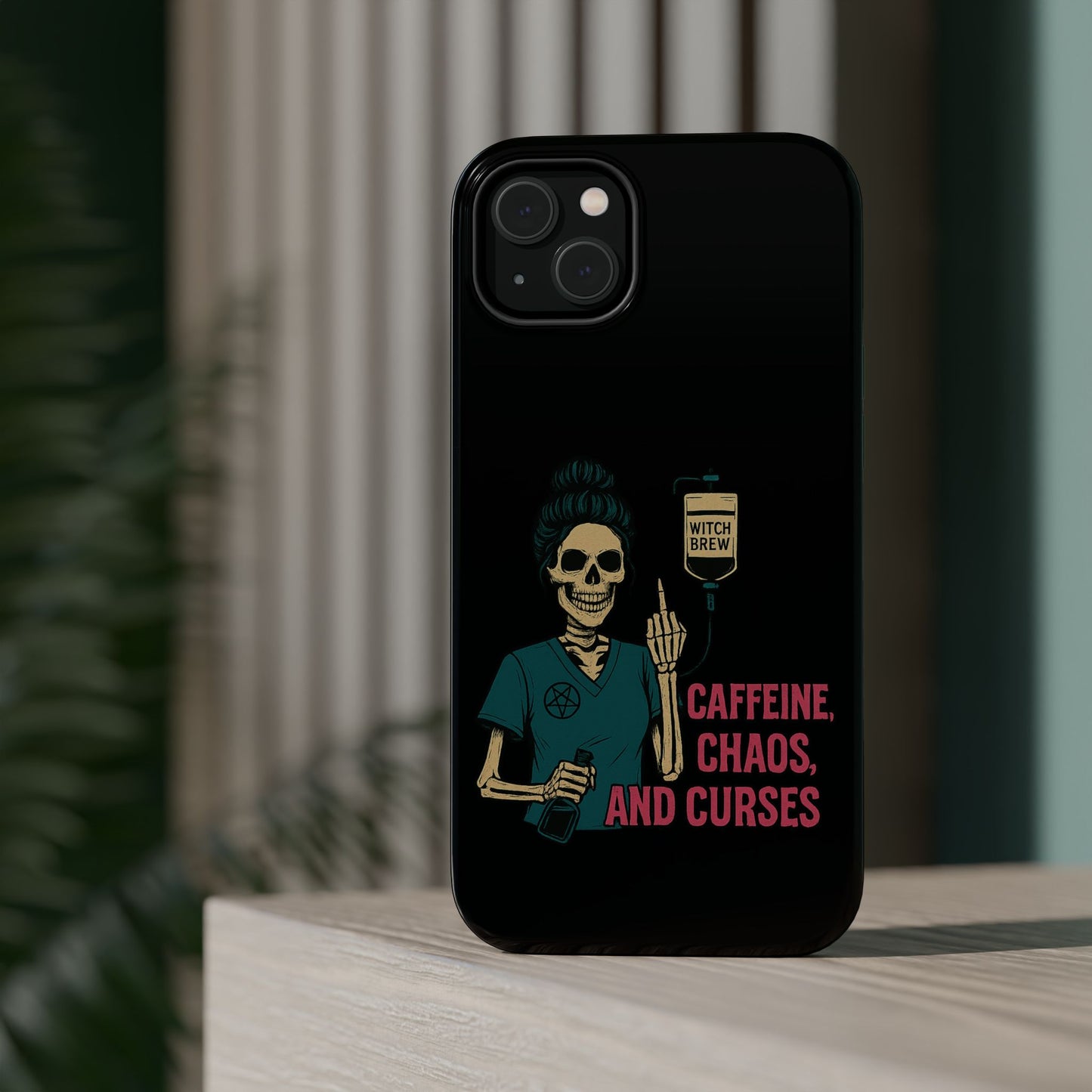 Caffeine Chaos Magnetic Phone Case, Halloween Gift, Witchy Accessories, Phone Cover, Spooky Style