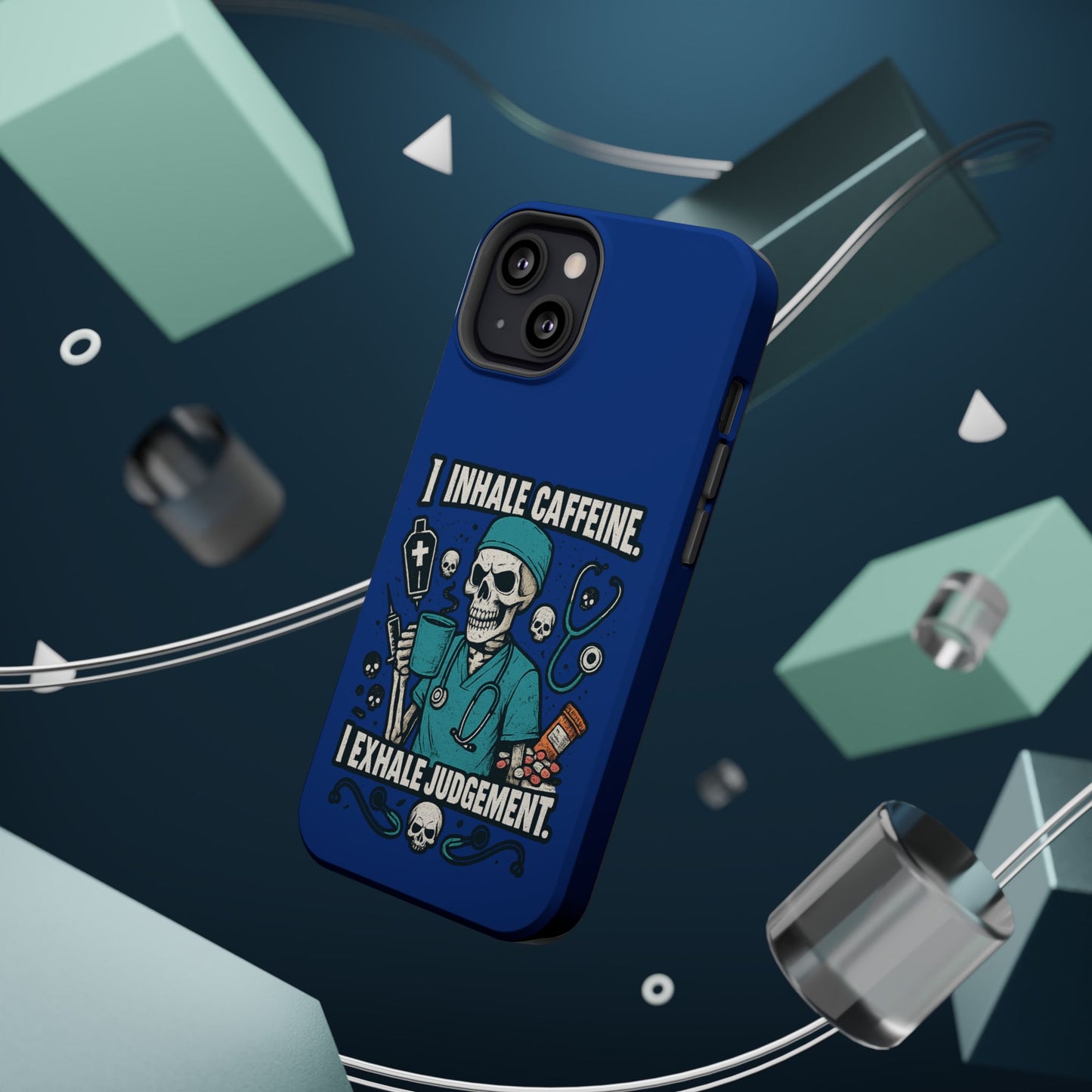 Funny Nurse Phone Case, Medical Humor, Gift for Healthcare Workers, Caffeine Lover Accessory, Skeleton Design