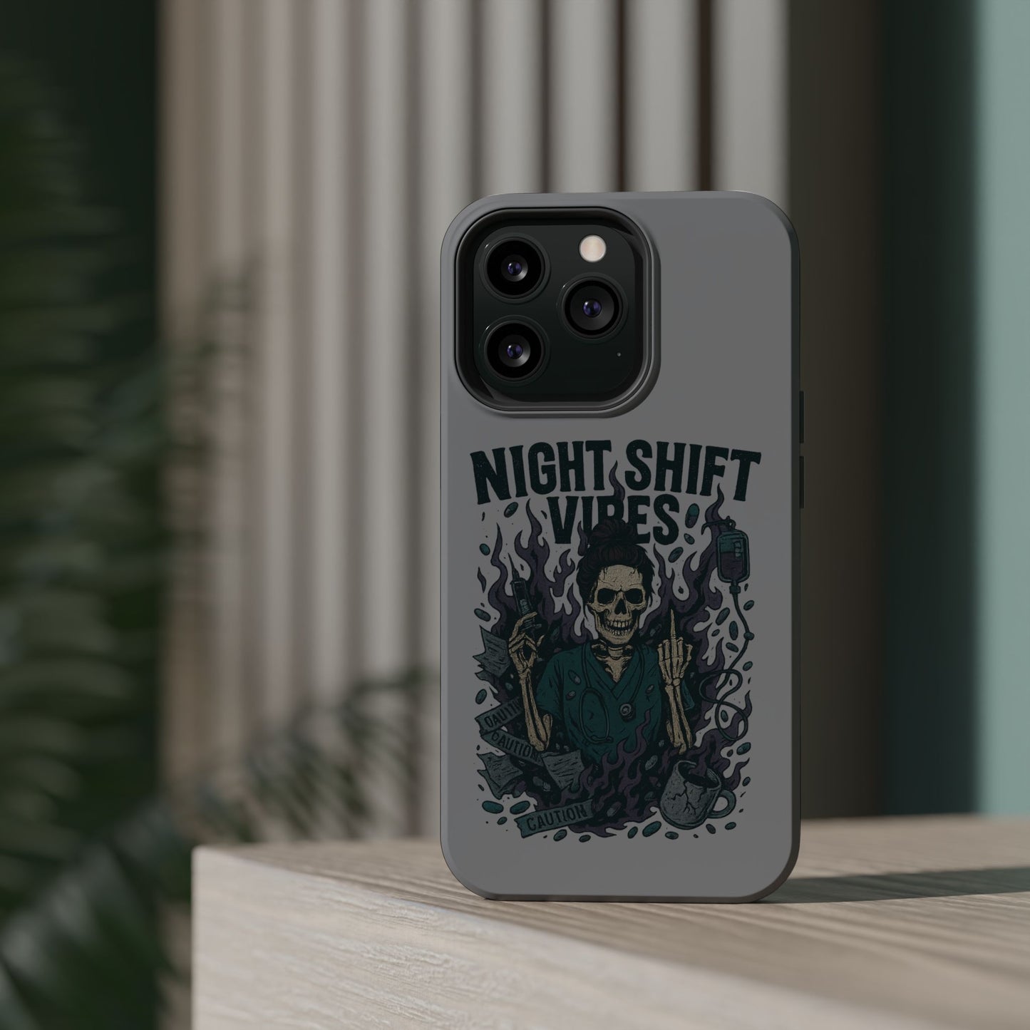 “Night Shift Vibes” – Bright & Chaotic Nurse Phone Case