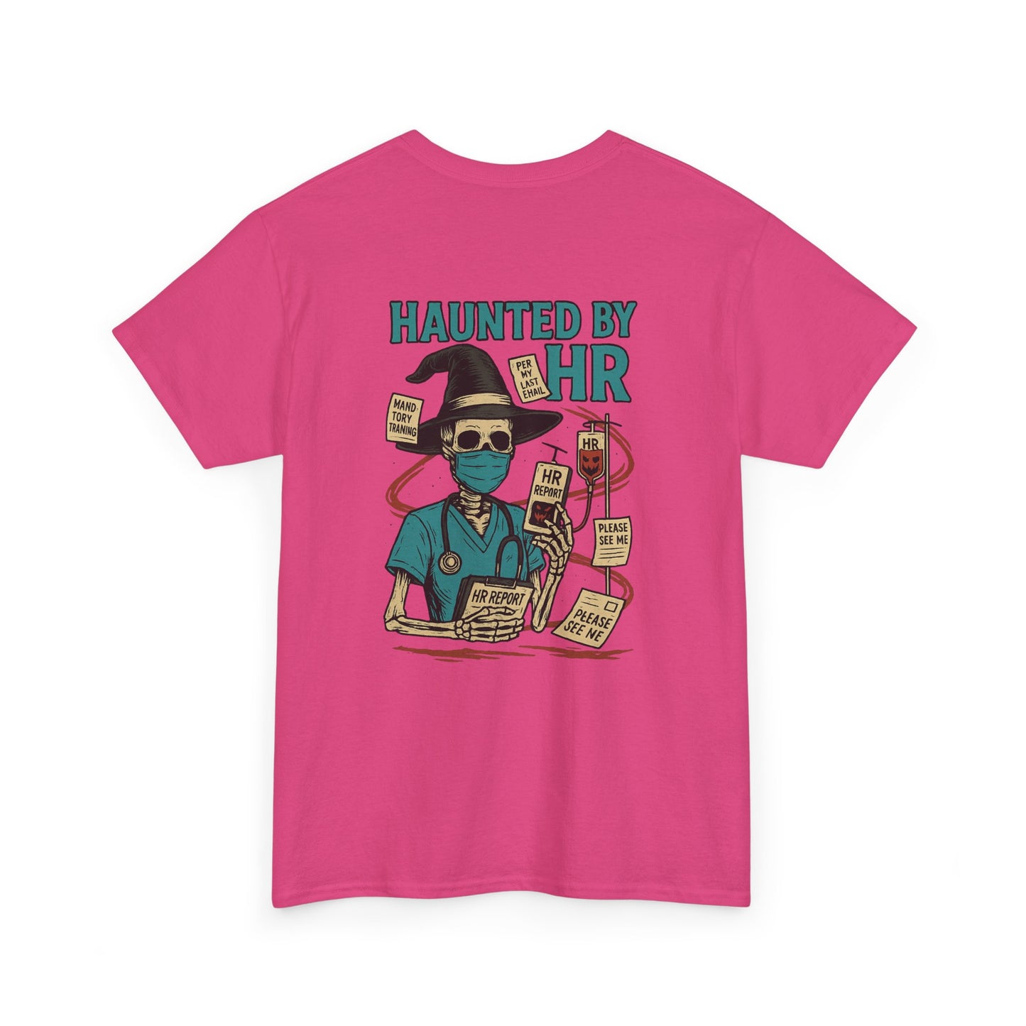 Haunted by HR Graphic Tee, Unisex Heavy Cotton Shirt, Halloween T-Shirt, Fun Office Humor, Spooky Gifts, Casual Wear