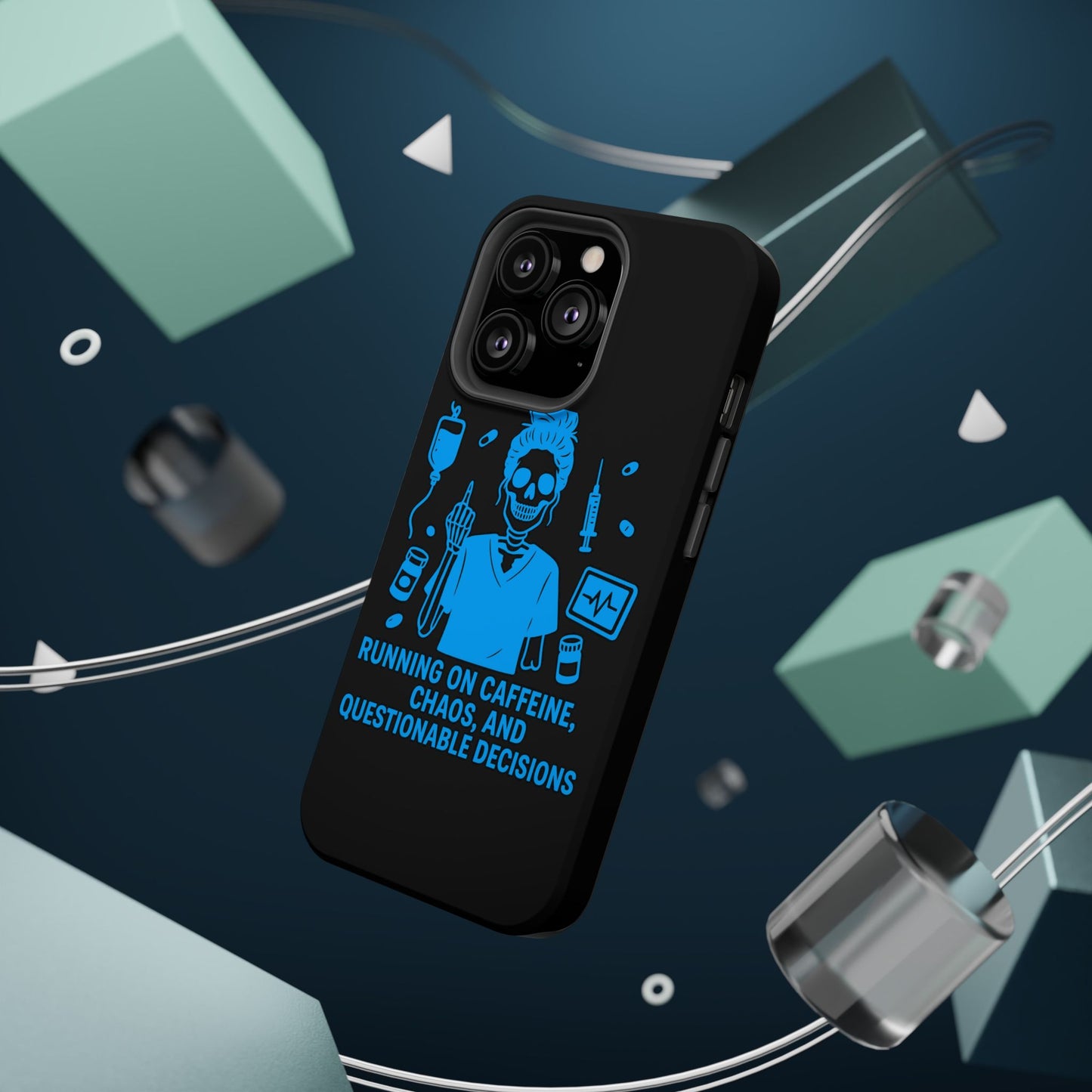 Running on Caffeine, Chaos, and Questionable Decisions” – Nurse Life Phone Case