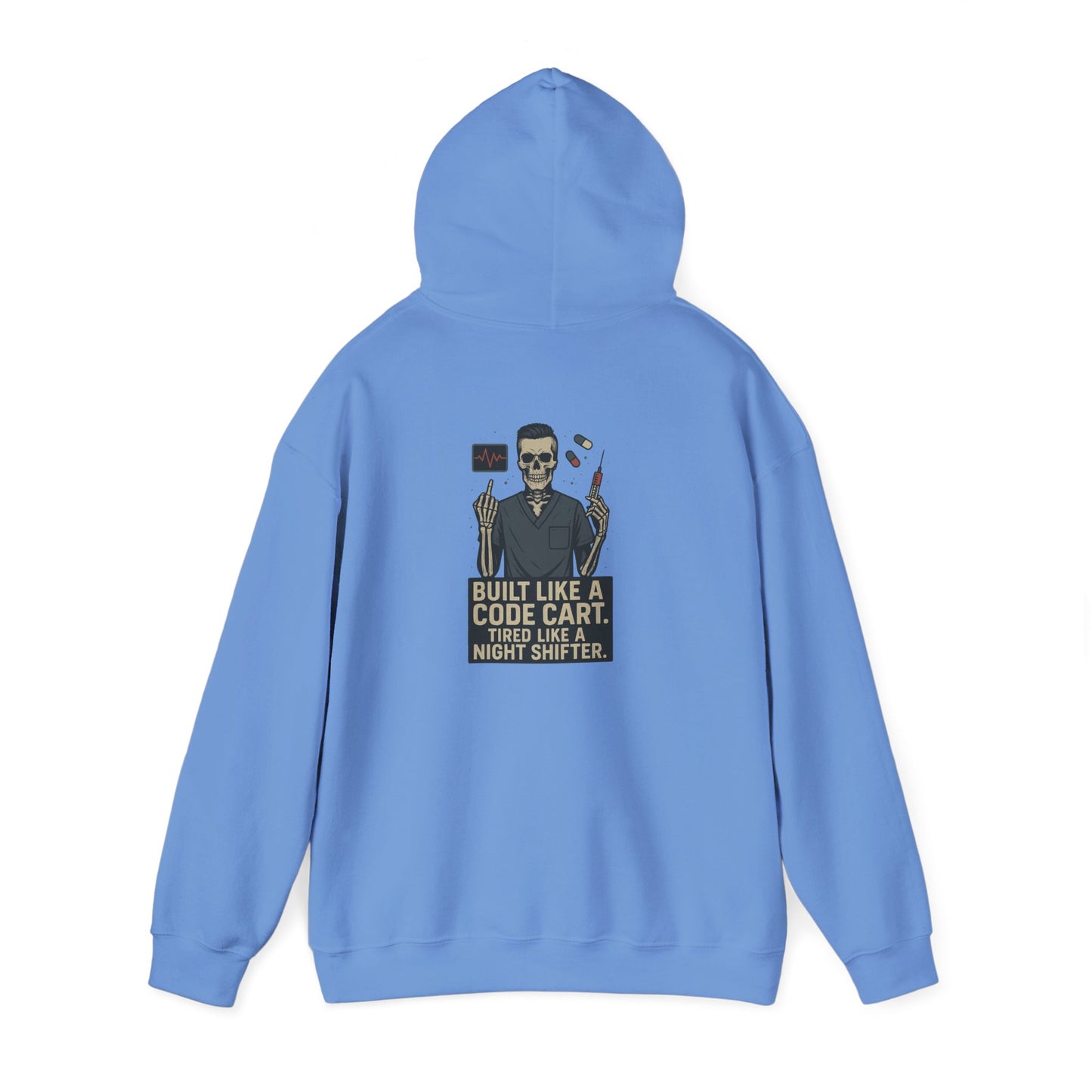 “Built Like a Code Cart. Tired Like a Night Shifter.” – Sarcastic Men’s Hoodie