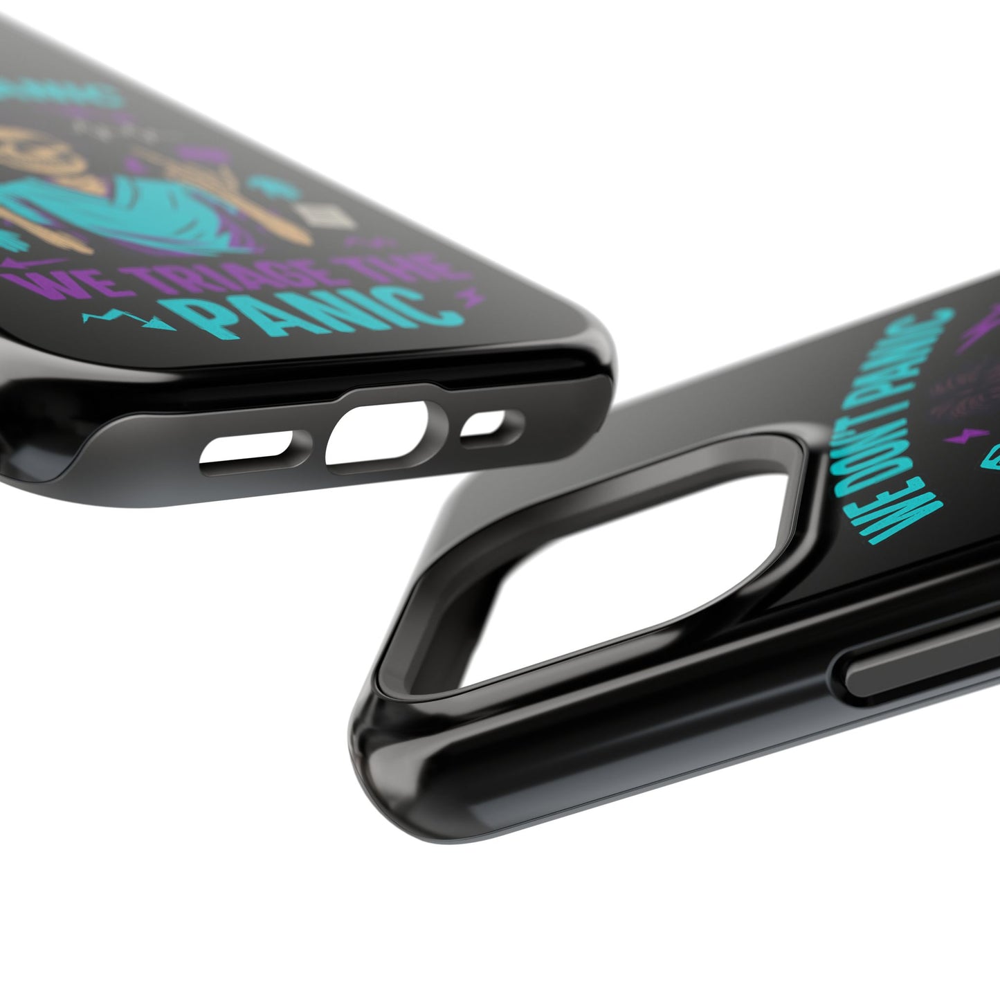 Magnetic Phone Case with Skull Design - We Don't Panic, Perfect for Nurses and Medical Professionals, Halloween Gift, Fun Accessory, [...]