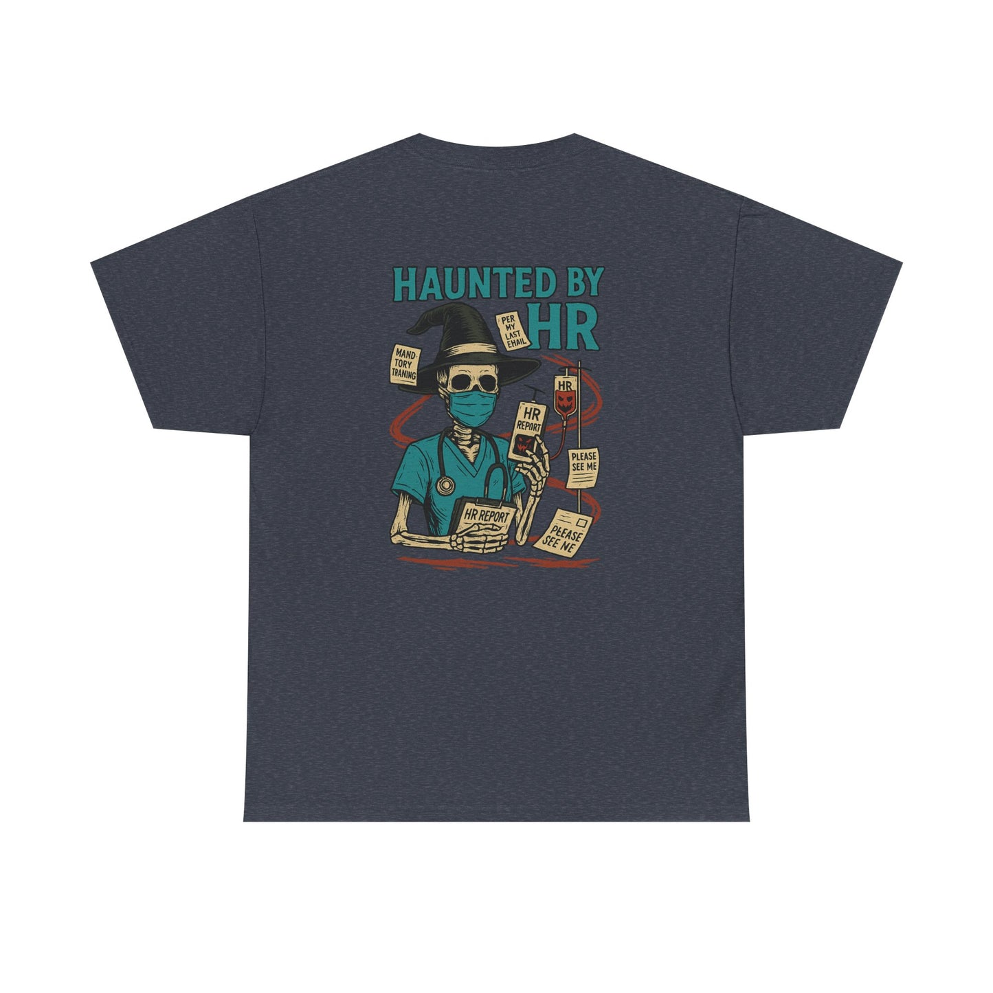 Haunted by HR Graphic Tee, Unisex Heavy Cotton Shirt, Halloween T-Shirt, Fun Office Humor, Spooky Gifts, Casual Wear
