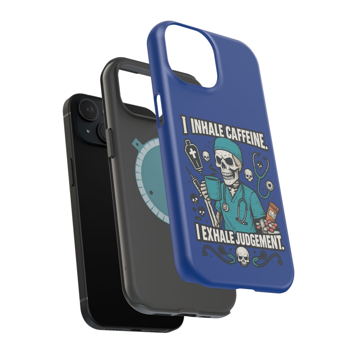 Funny Nurse Phone Case, Medical Humor, Gift for Healthcare Workers, Caffeine Lover Accessory, Skeleton Design