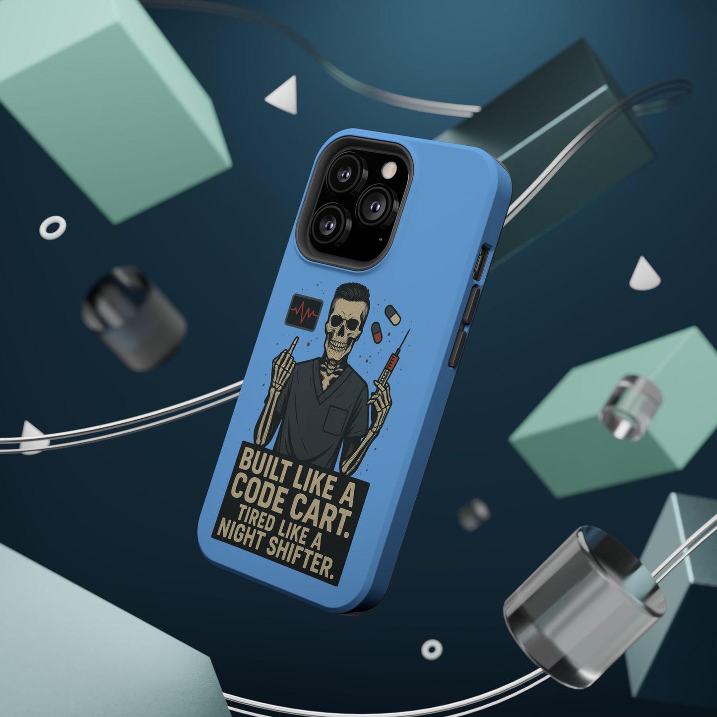 “Built Like a Code Cart. Tired Like a Night Shifter.” – Men’s Nurse Phone Case