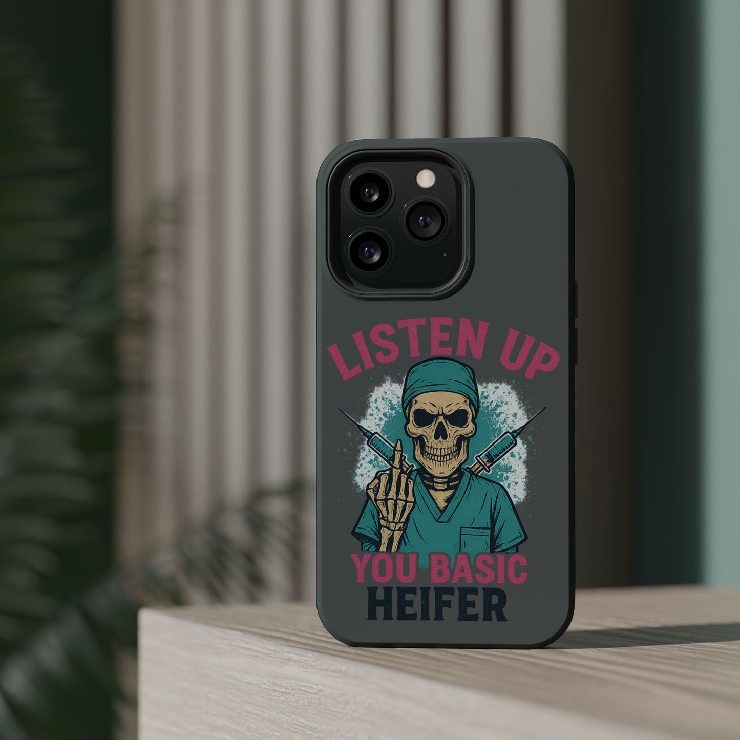 Edgy Nurse Phone Case, Gift for Healthcare Workers, Skull Design Case, Halloween Accessories, Trendy Tough Cases