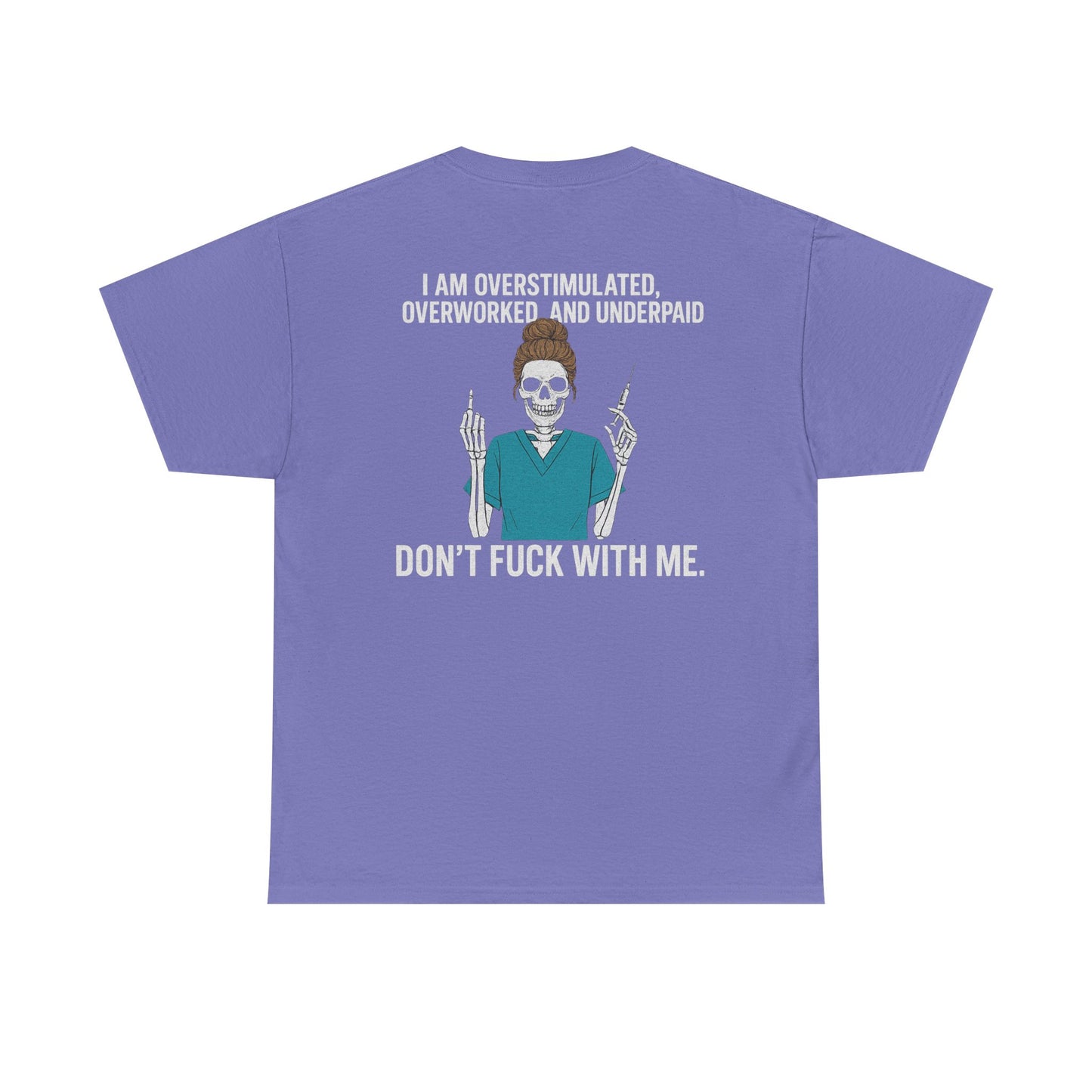 Unisex Heavy Cotton Tee - Overstimulated & Underpaid Graphic Tee, Casual Wear, Funny Shirt, Gift for Friends, Work Humor