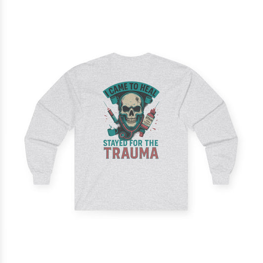 Trauma Healing Graphic Long Sleeve Tee - Perfect for Therapists, Mental Health Awareness, Unique Gift, Casual Wear