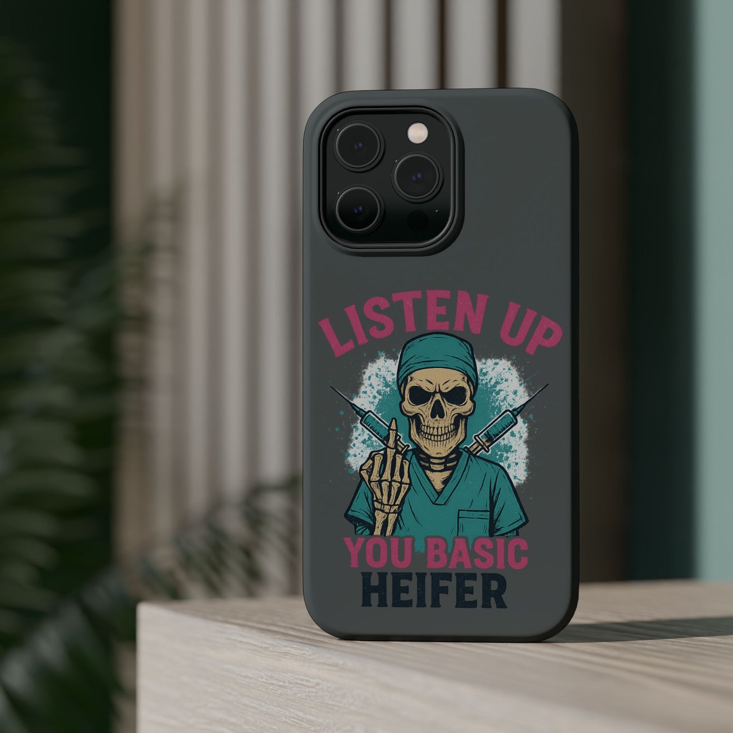 Edgy Nurse Phone Case, Gift for Healthcare Workers, Skull Design Case, Halloween Accessories, Trendy Tough Cases
