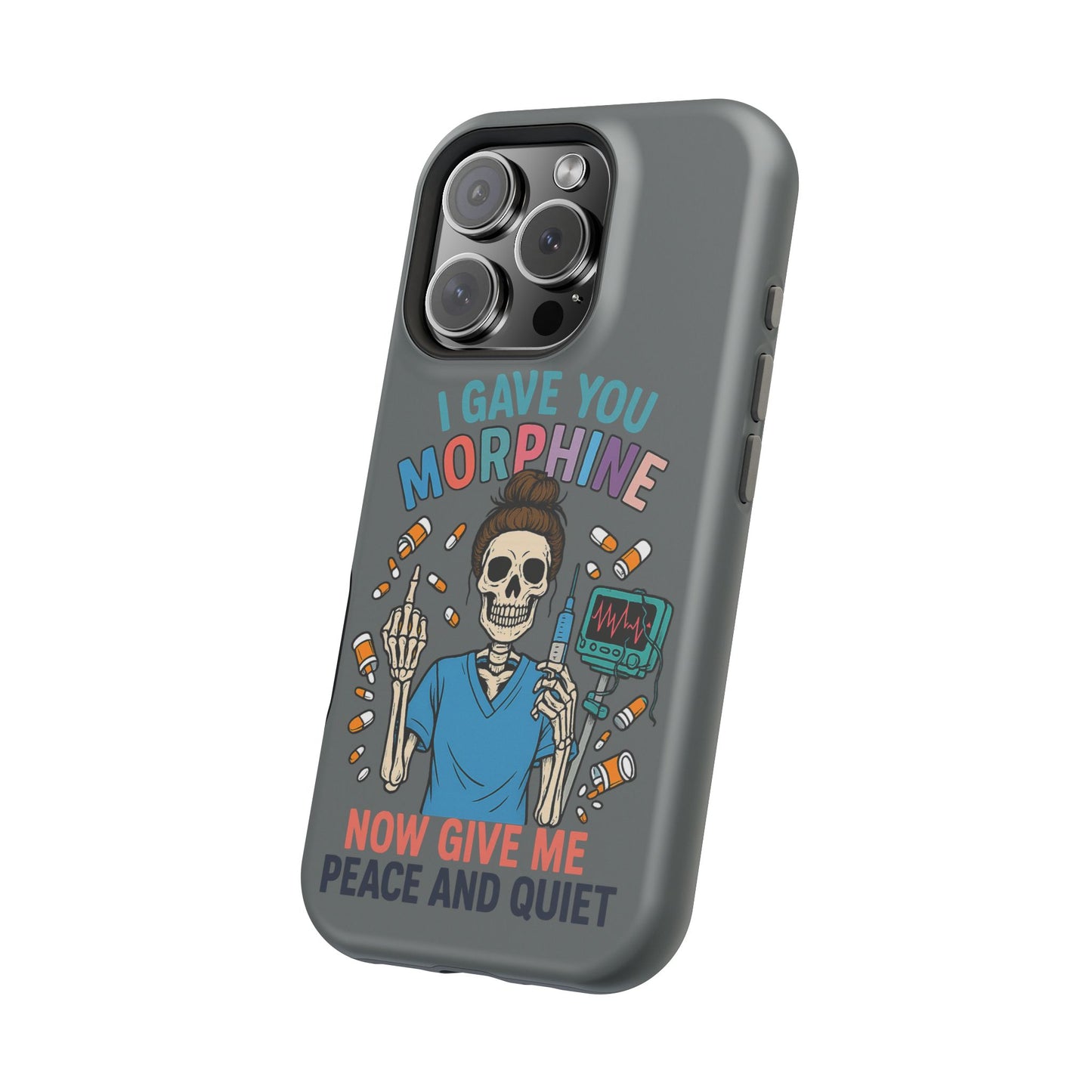 Gothic Phone Case, Unique Skeleton Design, Funny Gift for Nurses, Halloween Accessory, Hospital Humor