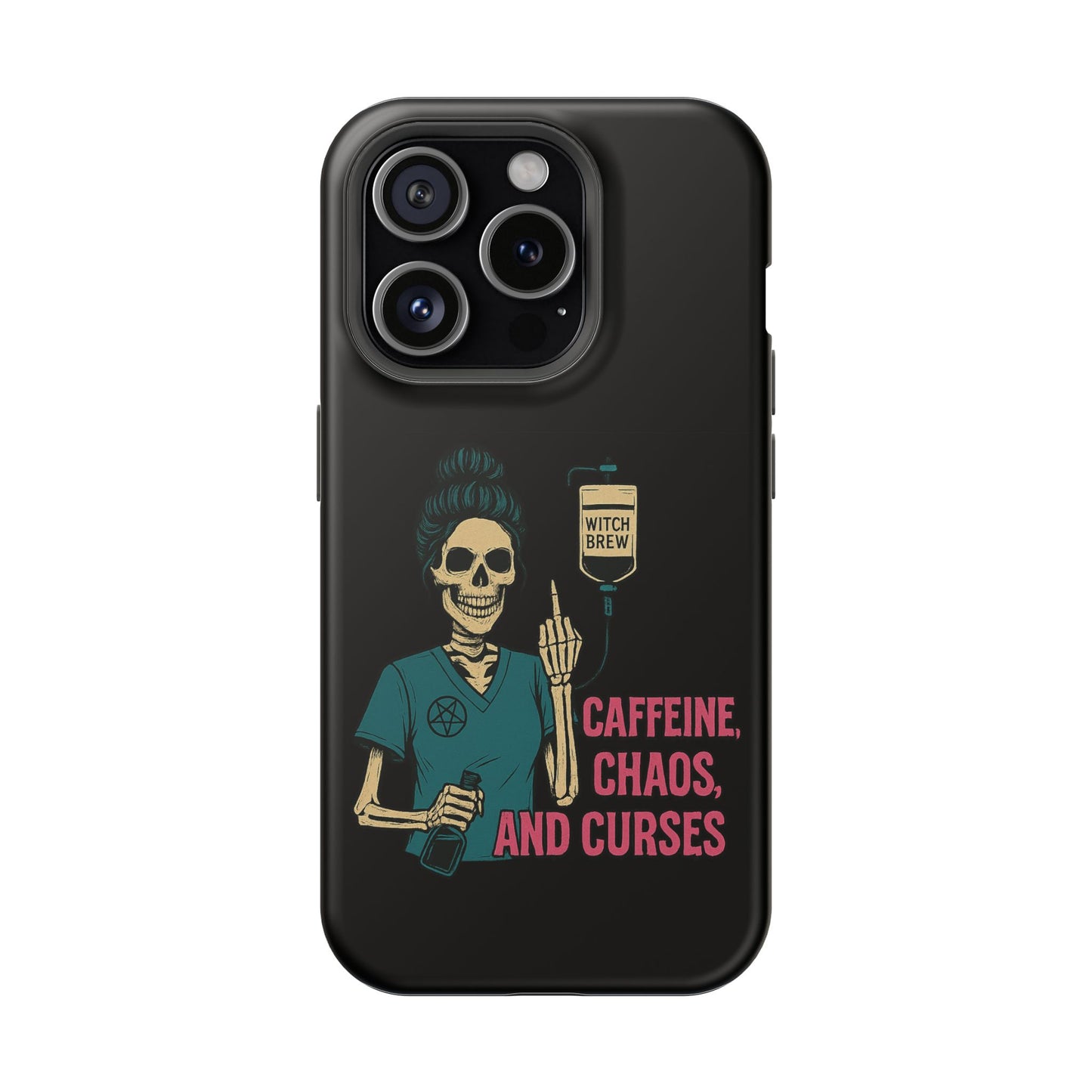 Caffeine Chaos Magnetic Phone Case, Halloween Gift, Witchy Accessories, Phone Cover, Spooky Style