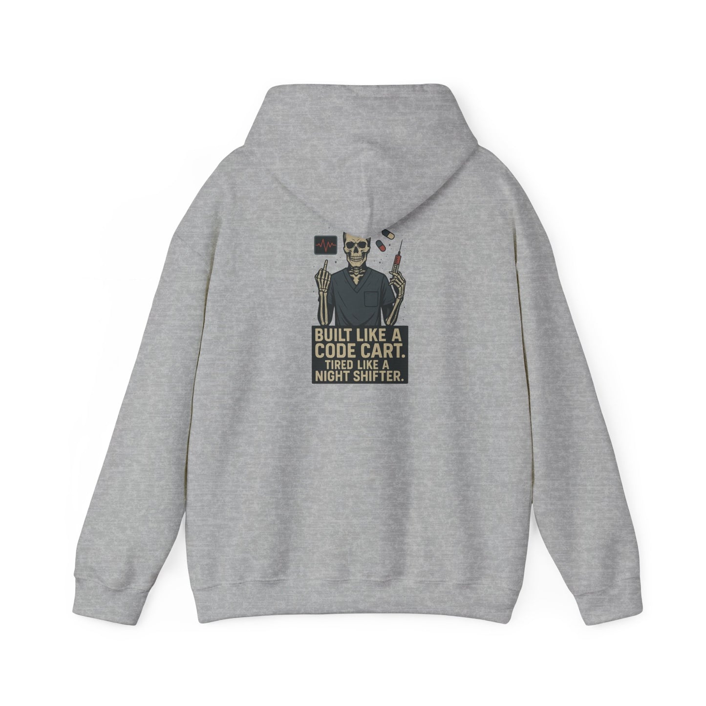 “Built Like a Code Cart. Tired Like a Night Shifter.” – Sarcastic Men’s Hoodie