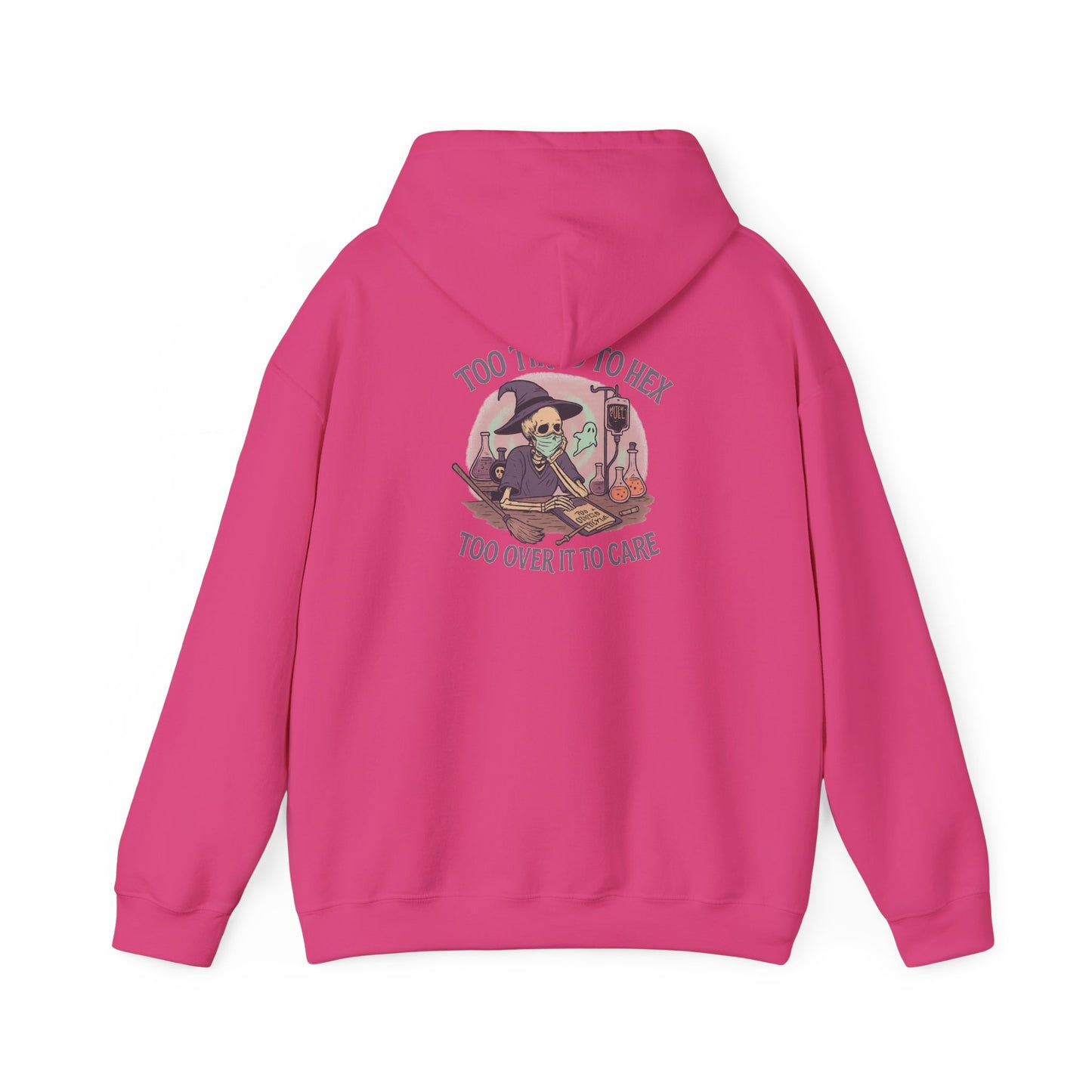 Too Tired to Hex Hoodie - Cozy Unisex Sweatshirt, Perfect for Halloween, Witchy Vibes, Casual Wear, Gift for Her
