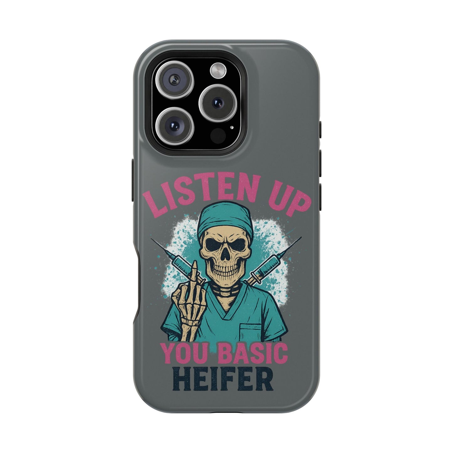 Edgy Nurse Phone Case, Gift for Healthcare Workers, Skull Design Case, Halloween Accessories, Trendy Tough Cases