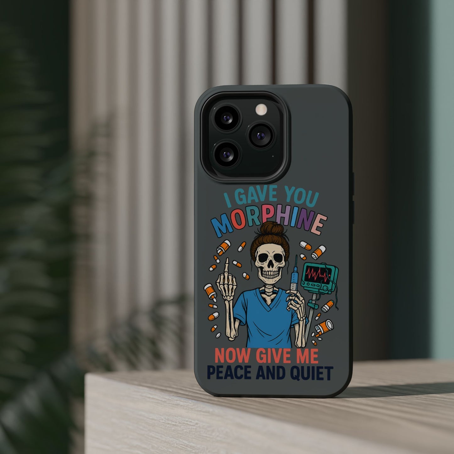 Gothic Phone Case, Unique Skeleton Design, Funny Gift for Nurses, Halloween Accessory, Hospital Humor