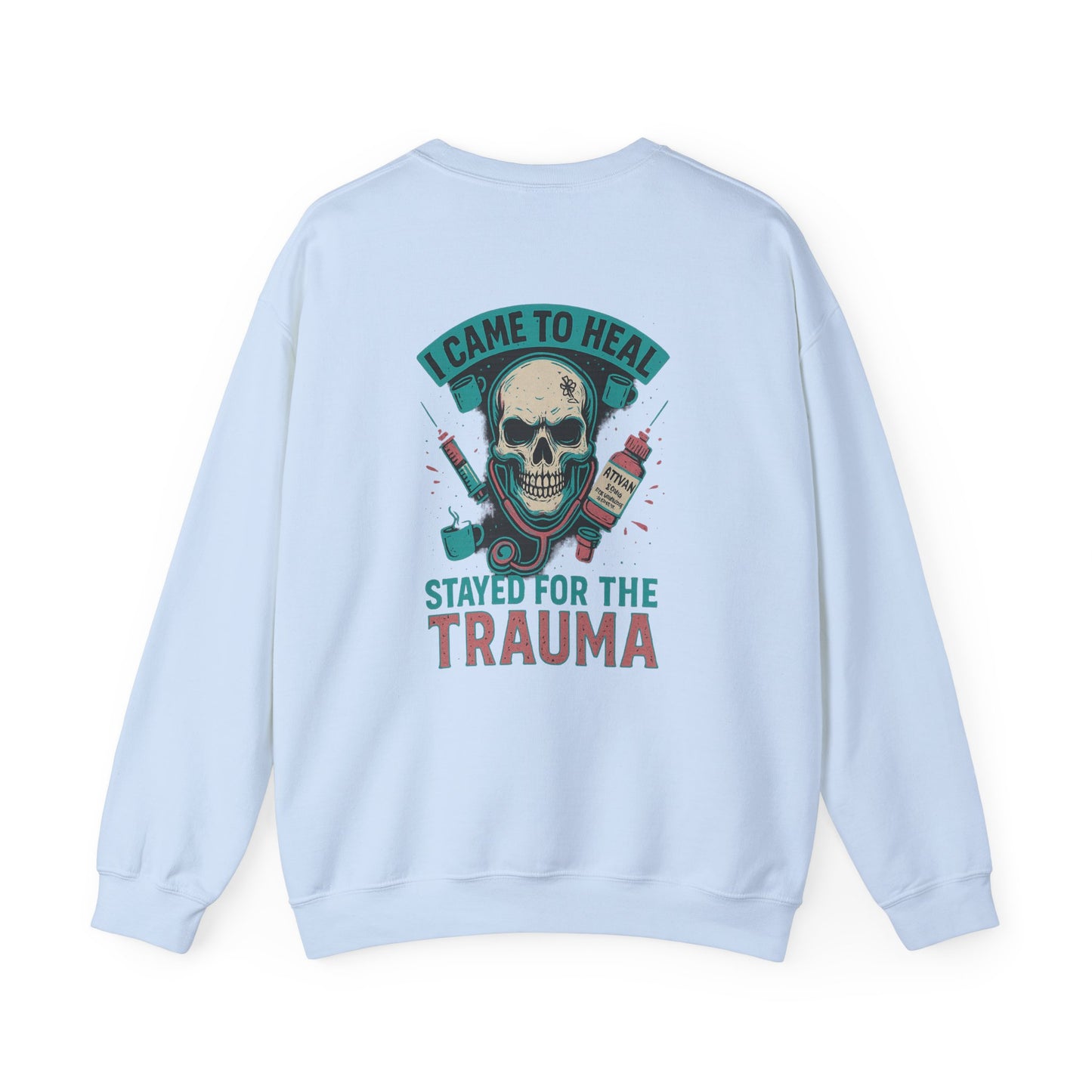 Skull Design Crewneck Sweatshirt, Cozy Graphic Pullover, Unisex Gift for Trauma Survivors, Halloween Style, Casual Comfort Wear