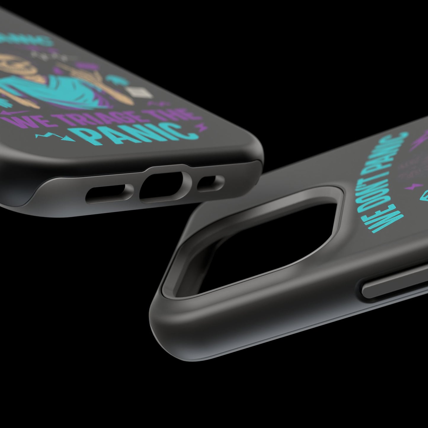 Magnetic Phone Case with Skull Design - We Don't Panic, Perfect for Nurses and Medical Professionals, Halloween Gift, Fun Accessory, [...]