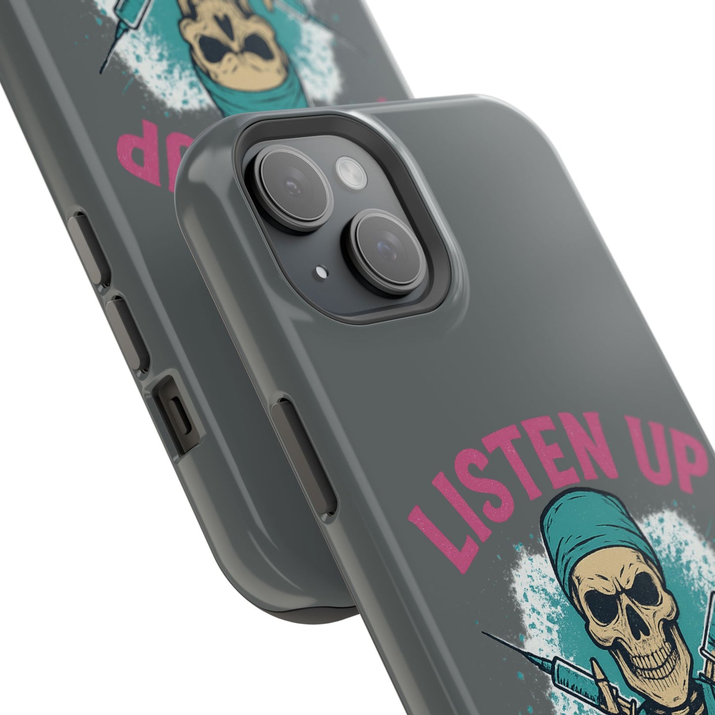 Edgy Nurse Phone Case, Gift for Healthcare Workers, Skull Design Case, Halloween Accessories, Trendy Tough Cases
