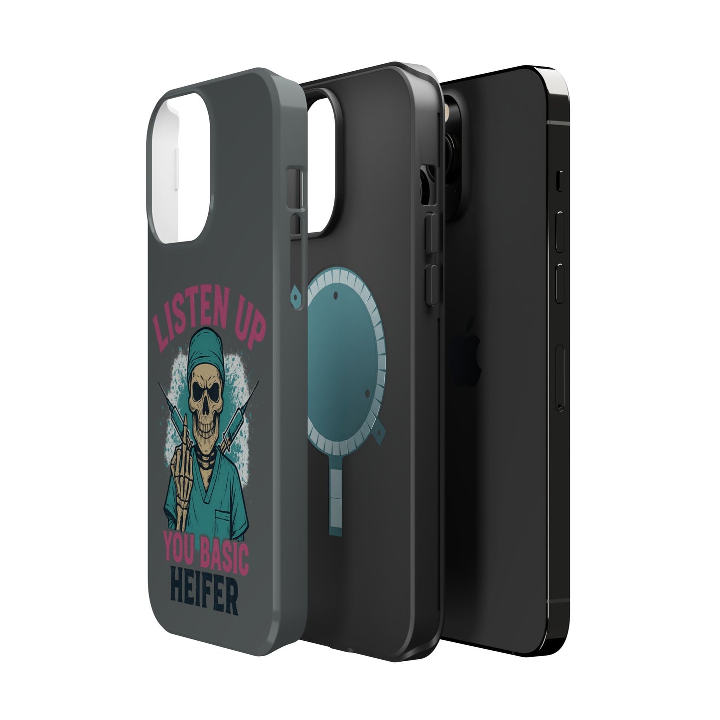 Edgy Nurse Phone Case, Gift for Healthcare Workers, Skull Design Case, Halloween Accessories, Trendy Tough Cases