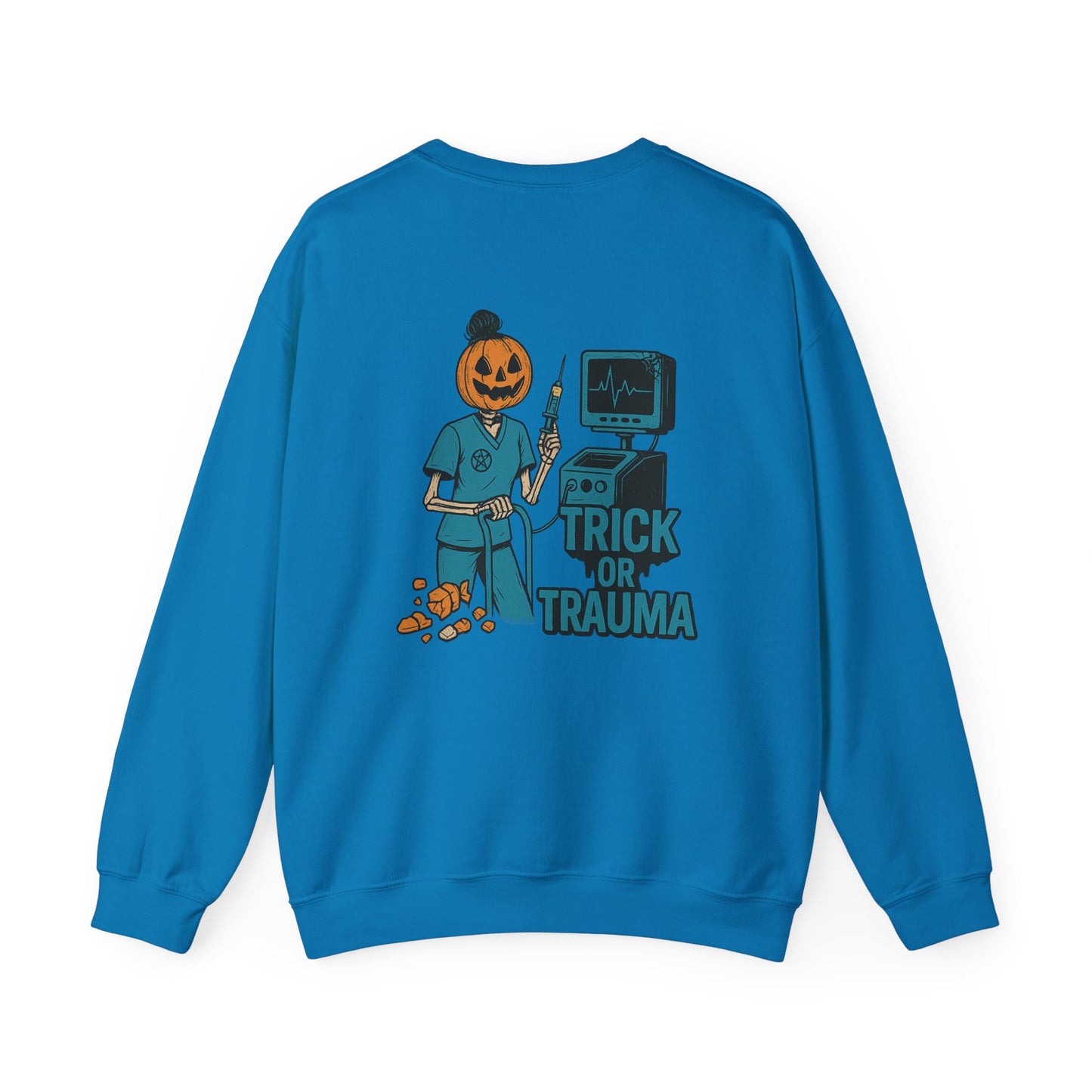 Trick or Trauma Crewneck Sweatshirt - Unisex Halloween Apparel, Spooky Sweatshirt, Halloween Party Wear, Gifts for Scary Movie Lovers, [...]