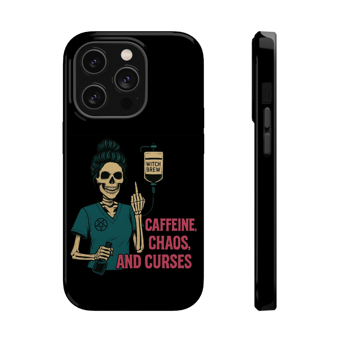 Caffeine Chaos Magnetic Phone Case, Halloween Gift, Witchy Accessories, Phone Cover, Spooky Style