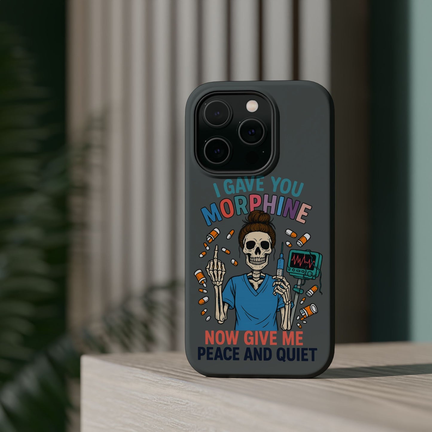 Gothic Phone Case, Unique Skeleton Design, Funny Gift for Nurses, Halloween Accessory, Hospital Humor