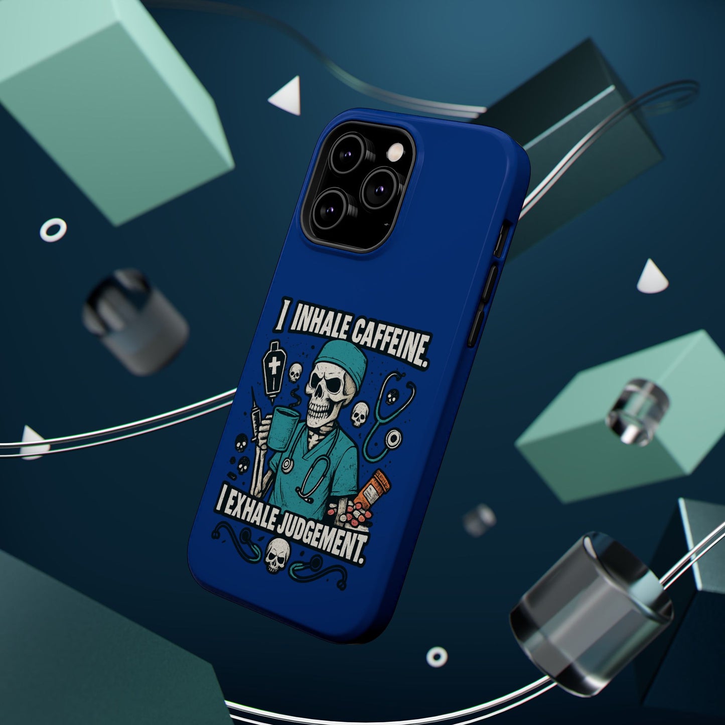 Funny Nurse Phone Case, Medical Humor, Gift for Healthcare Workers, Caffeine Lover Accessory, Skeleton Design