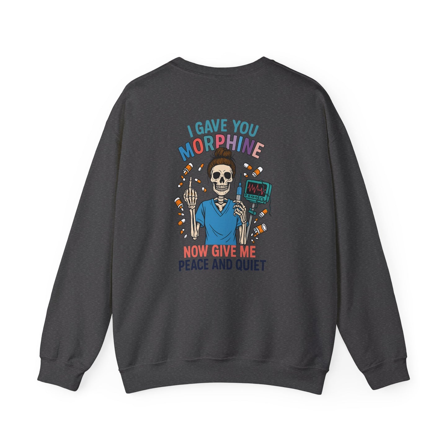 Peace and Quiet Skeleton Sweatshirt, Unisex Crewneck, Funny Halloween Gift, Cozy Sweatshirt, Unique Gift for Her, Graphic Pullover